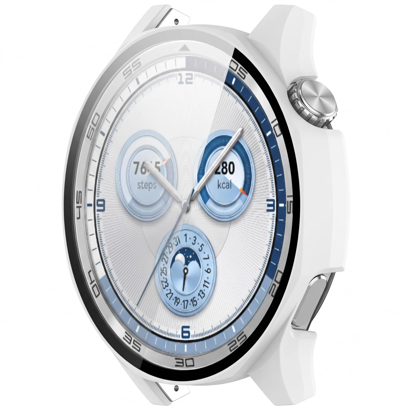 DL3 MOBILAK Full-Coverage Watch Case with Tempered Glass for Huawei Watch GT 4 46 mm, White