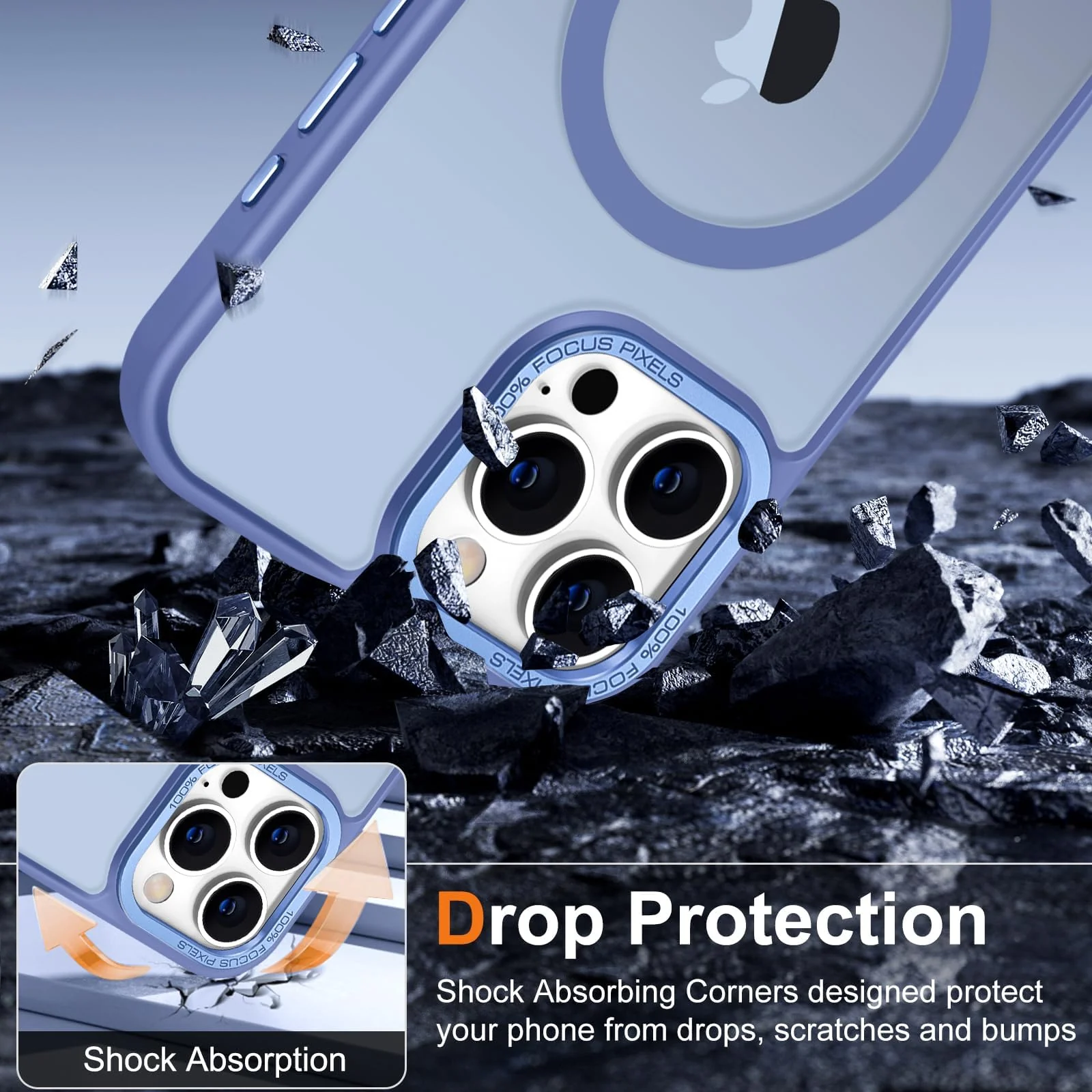DL3 Mobilak Case for iPhone 15 Pro 6.1-Inch Magnetic Translucent Matte Phone Cases [Compatible with MagSafe] Thin Slim Fit Shockproof Hard Protective Cover for Women Men Girls - Baby Blue