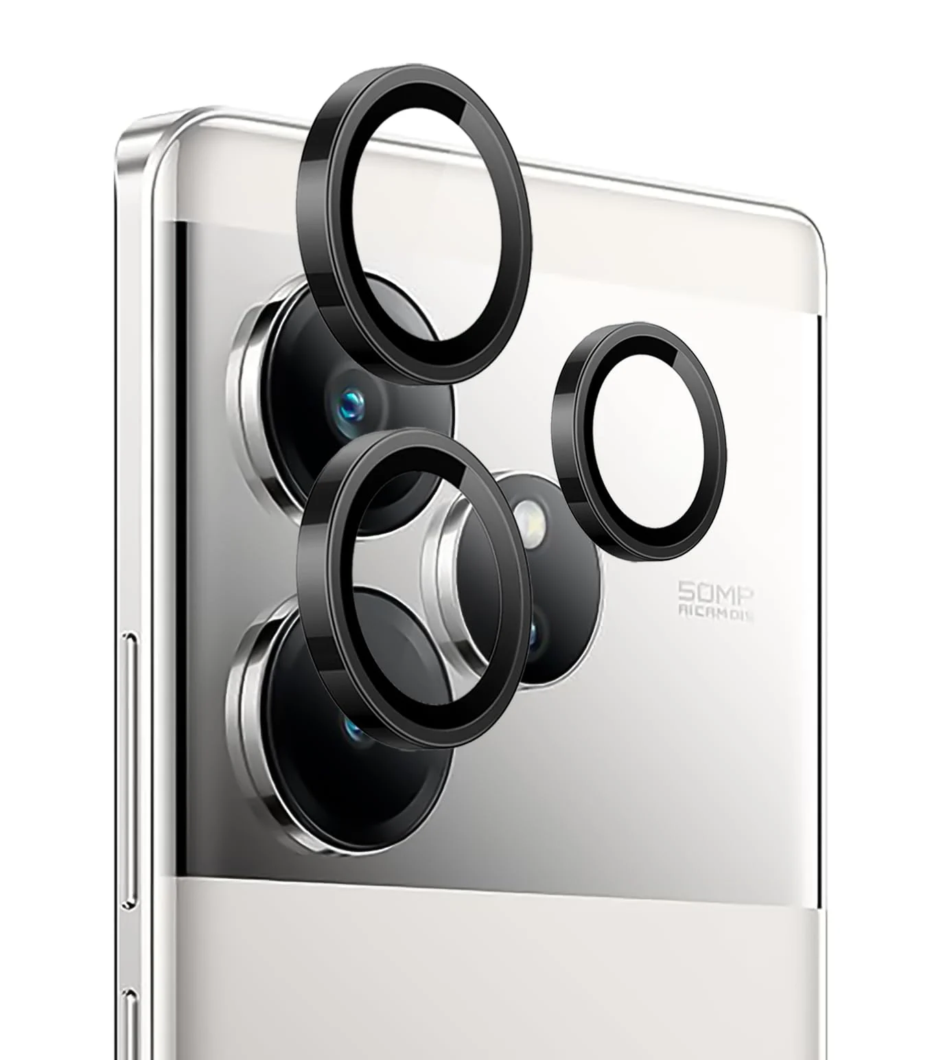 DL3 Mobilak Camera Lens Protector for realme GT6/GT Neo6/GT Neo 6 SE/GT 6T Accessories, 9H Tempered Glass Metal Individual Ring Camera Cover Screen Protector, Case Friendly, Anti Scratch - Black