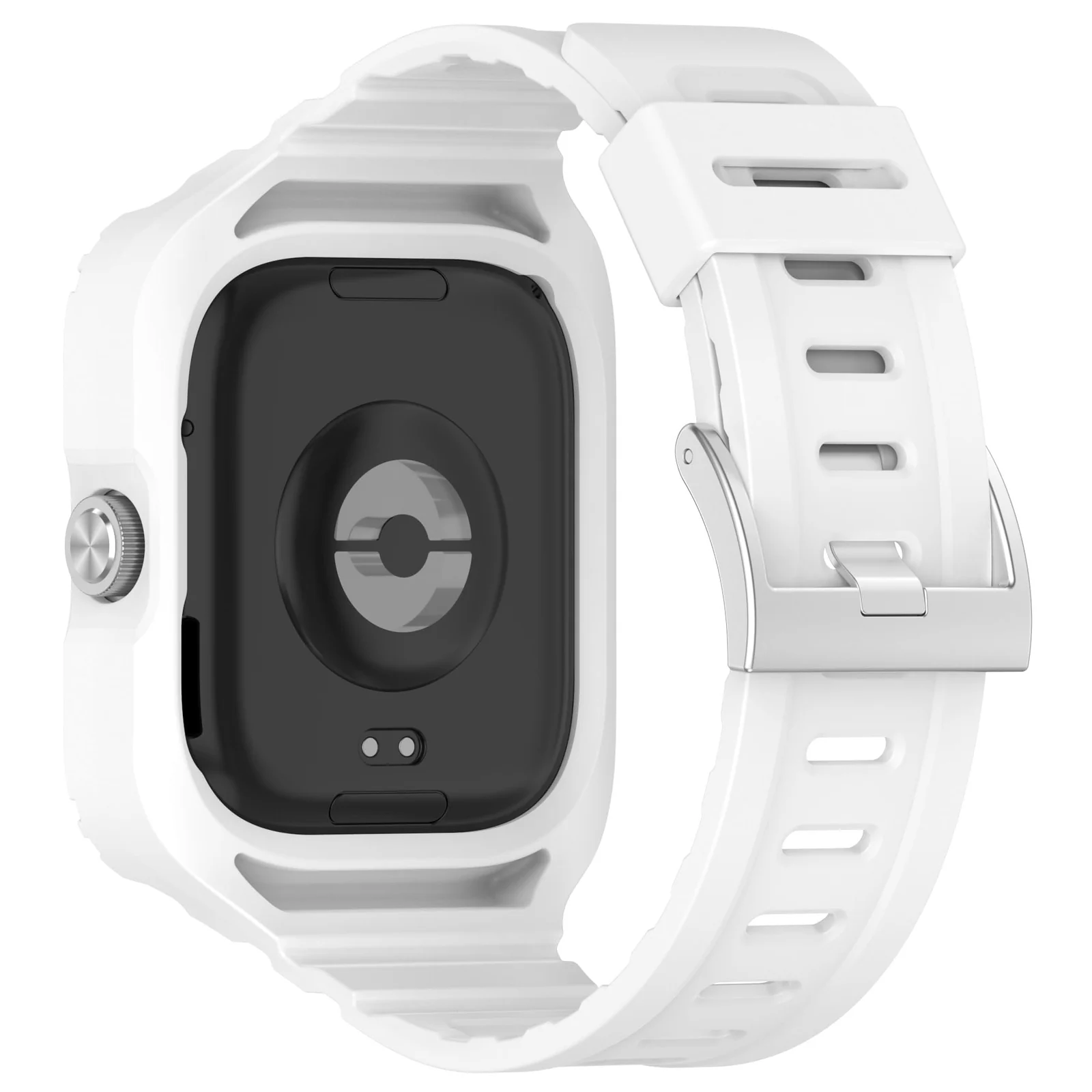 DL3 Mobilak Strap With Cover Compatible with Xiaomi Redmi Watch 4, Silicone Sport Band Replacement Watchband with Bumper Case for Redmi Watch 4, Adjustable Wristband - White