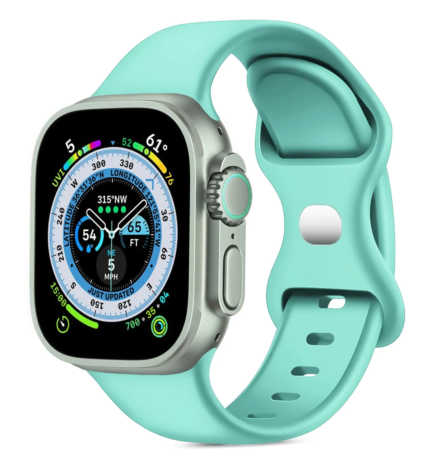 DL3 Mobilak Band with Case For Apple Watch Ultra/Ultra 2 49mm, Adjustable Silicone Sport Wristband Replacement, Strap With Cover Built-in Glass Screen Protector for iWatch Ultra 49 mm - turquoise