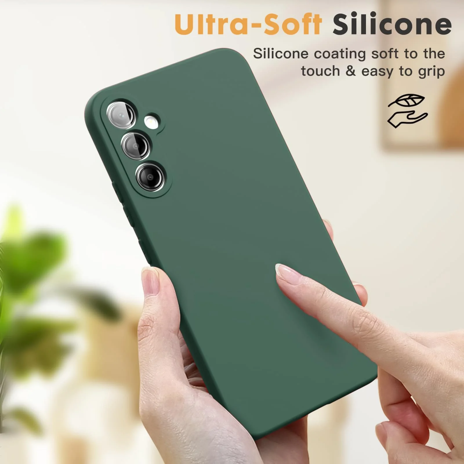 DL3 Mobilak Samsung Galaxy A55 Case, Soft Flexible Liquid Silicone Gel Rubber Bumper Cover, Full Body Shockproof Protective Phone Case - Green