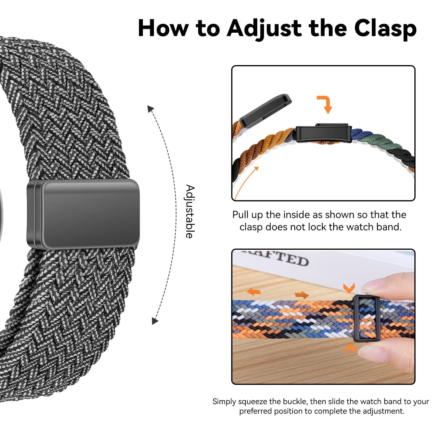 DL3 Mobilak 22mm Magnetic Band for Redmi Watch 5 Active/5 Lite/Samsung Galaxy Watch 3 45mm/Watch 46mm/Gear S3/Huawei watch GT6 GT5 46MM/GT2E/GT6 Pro/GT 5 Pro/Amazfit GTR 4/3, Stretchy Braided Nylon Sport Strap - Grey-White