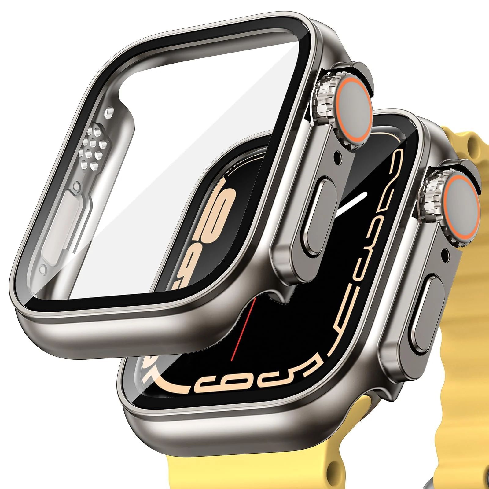 DL3 Mobilak for Apple Watch 45mm Screen Protector Case, Built-in Tempered Glass Screen Unique Design Case Cover for iWatch 45mm Series 9 8 7
