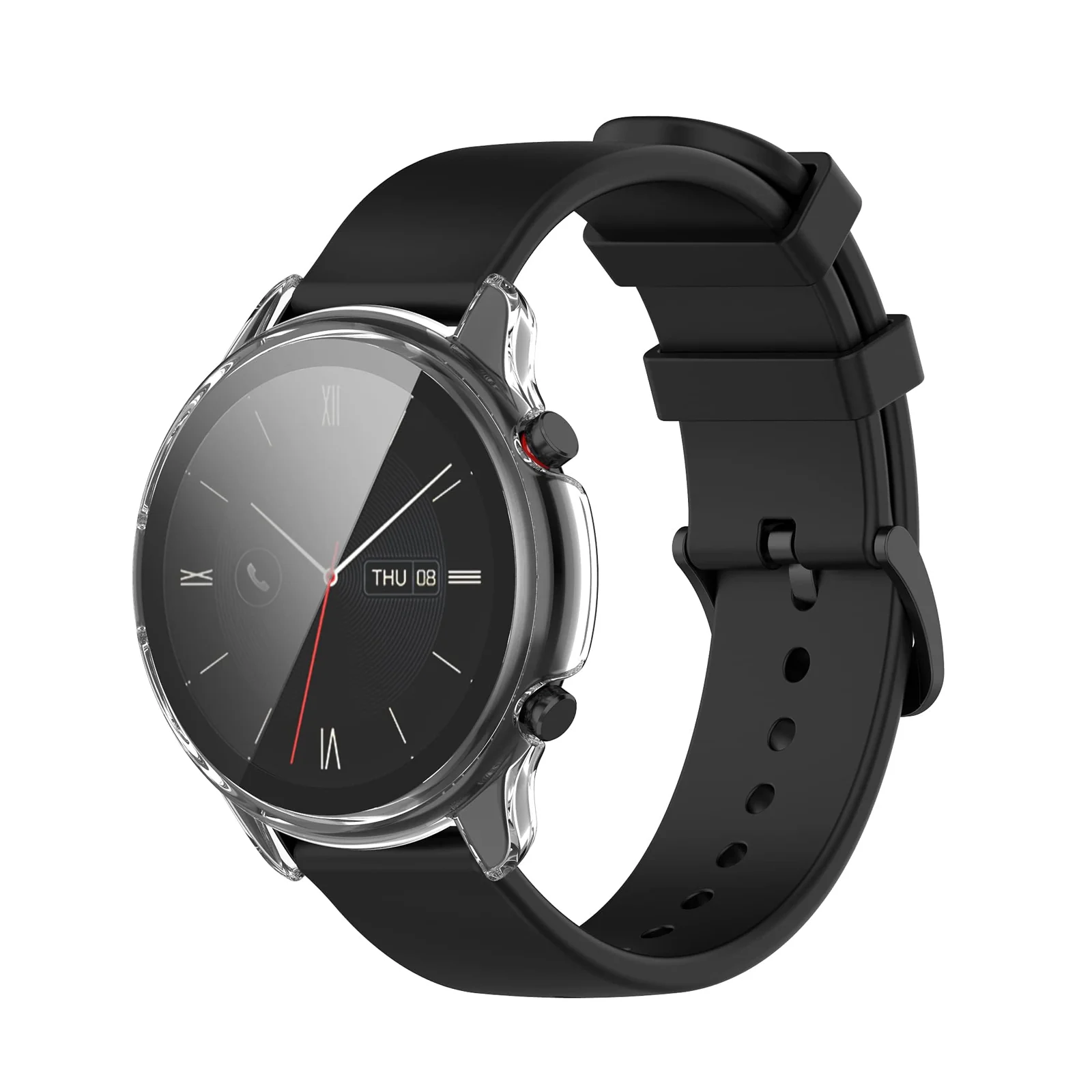 DL3 Mobilak Protective Case Compatible with Amazfit GTR 2 / GTR 2e 9H Hardness PC Case Bumper Full Slim Protective Cover with Tempered Glass For Amazfit GTR2 / GTR 2e - Clear