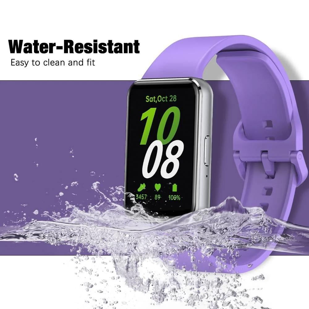 DL3 MOBILAK Silicone Bracelet for Samsung Galaxy Fit 3 Strap, Soft Silicone Sport Replacement Strap For Women/Men, Adjustable Waterproof Sports Band - Light Purple
