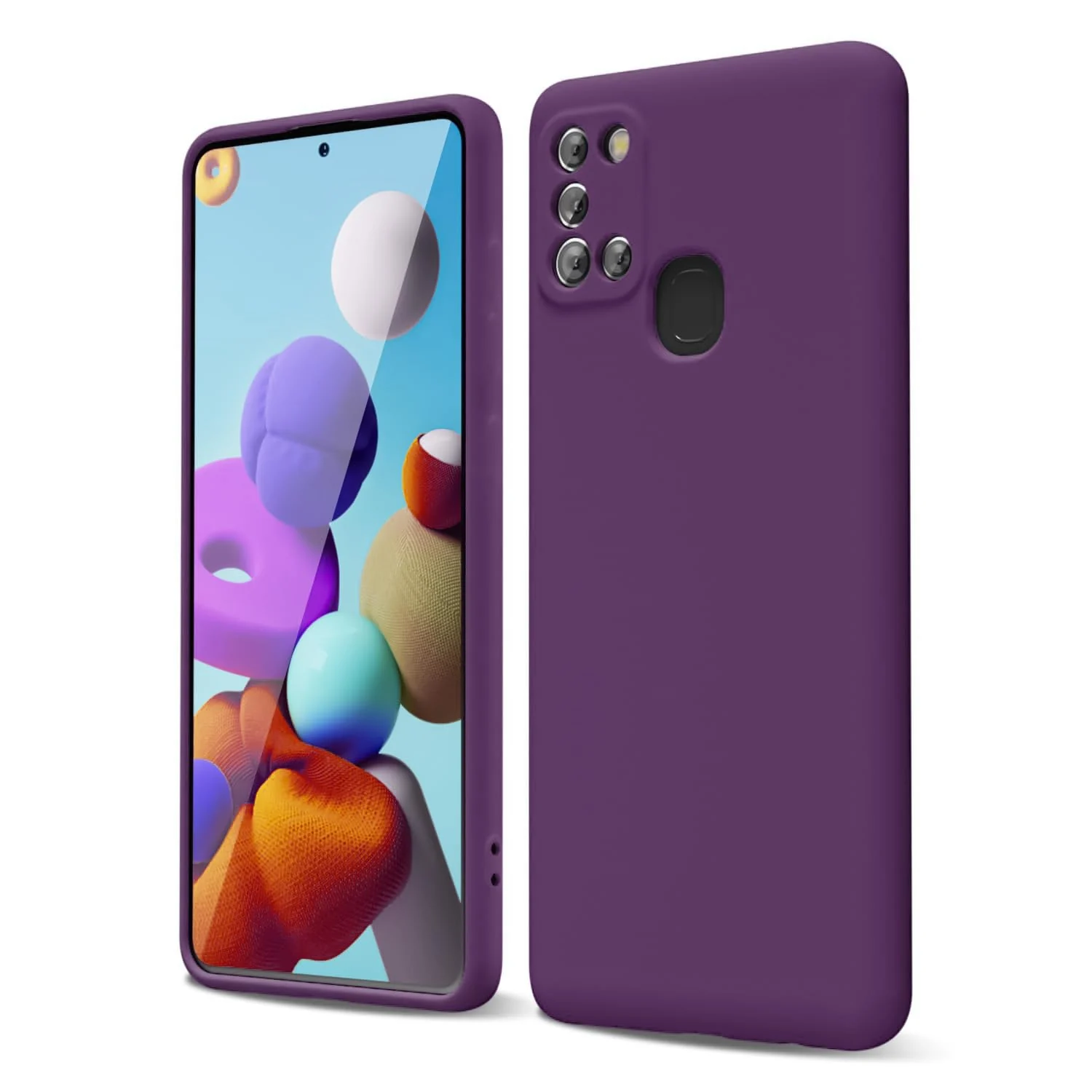 DL3 Mobilak Samsung Galaxy A21s Case, Soft Flexible Silicone Gel Rubber Bumper Cover, Full Body Shockproof Protective Phone Case - Violet