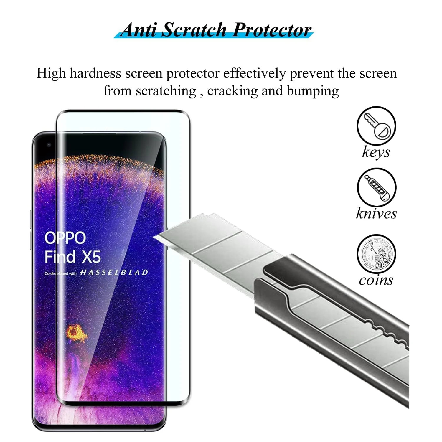 DL3 Mobilak Screen Protector for OPPO Find X5 5G, Tempered Glass Screen Saver Premium HD Protective, Scratch Resistant, NO-Bubble, 9H Hardness, Full Coverage Film For OPPO Find X5 5G - Clear