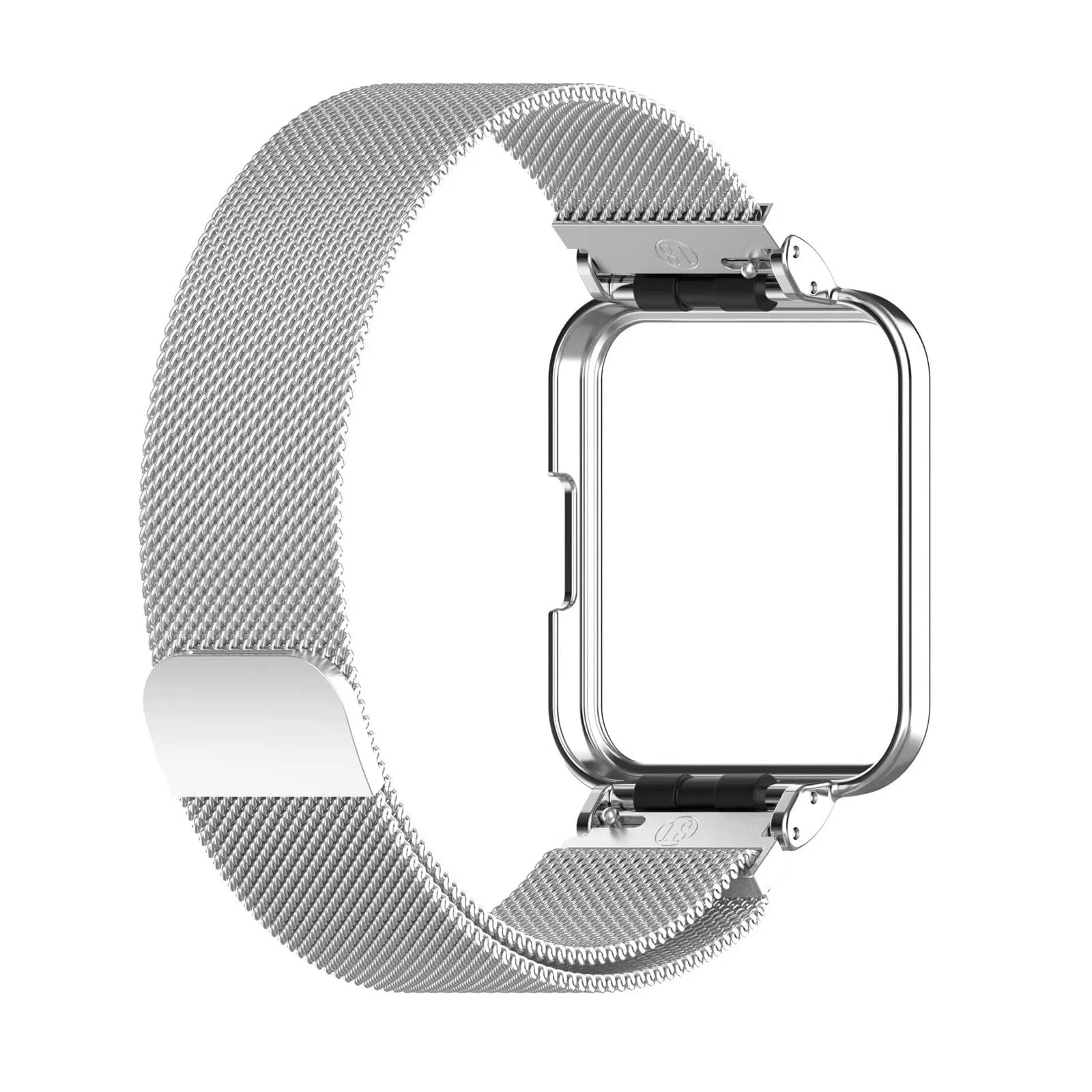 DL3 Mobilak Strap For Xiaomi Redmi Watch 2 Lite/Poco Watch/Redmi Watch 2 / Horloge 2, Magnetic Metal Stainless Steel Adjustable Wristbands Breathable Watch Band With Frame Metal - Silver