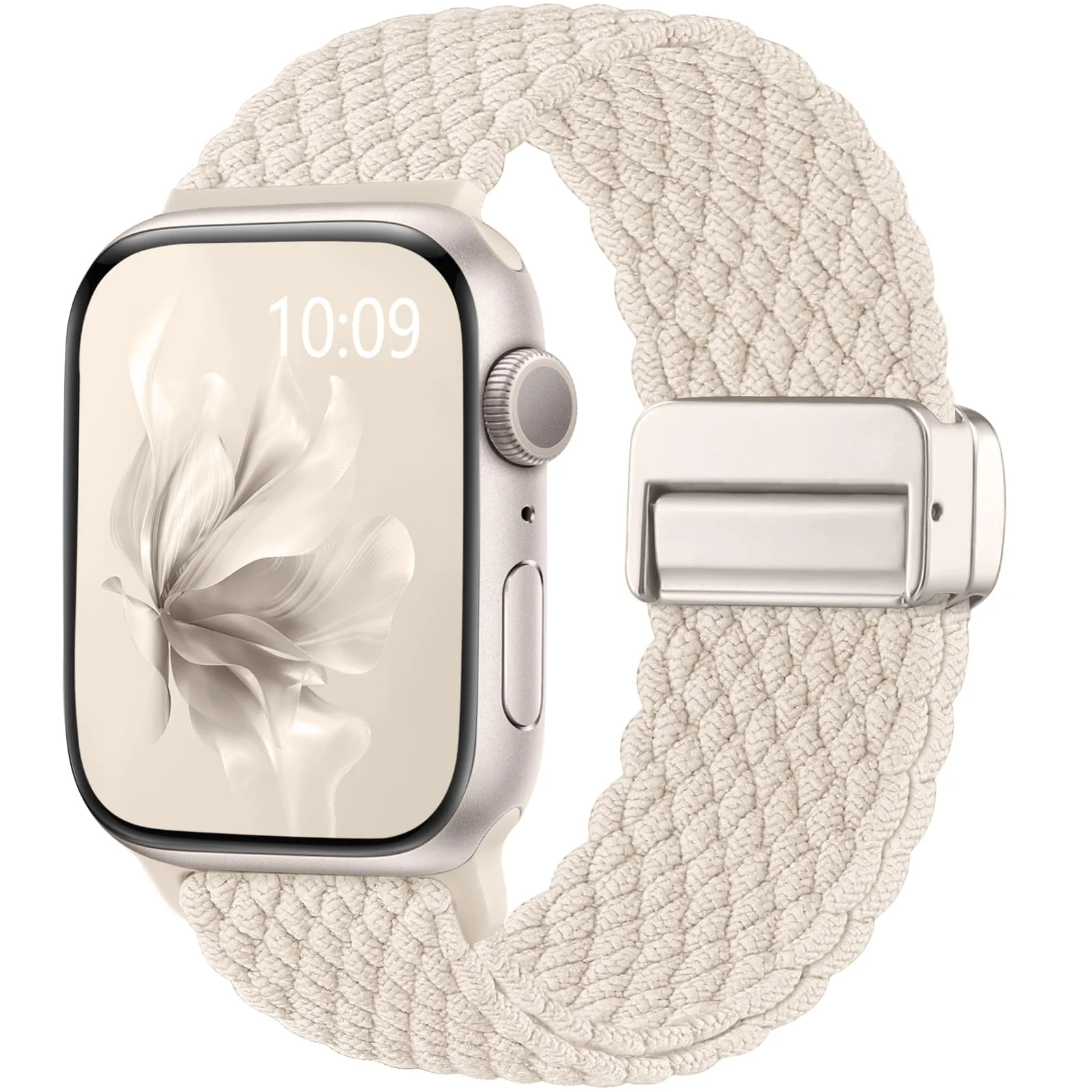 DL3 Mobilak Sport Solo Loop Compatible with Apple Watch Band 42mm 44mm 45mm 46mm 49mm for Women Men, Magnetic Strap Stretchy Braided Wristband for iWatch Series 11 10 9 8 7 6 5 4 3 Ultra 3 2 1 SE SE2 - A-Starlight