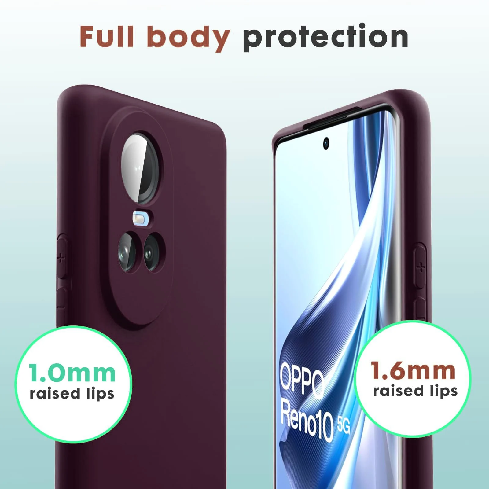 DL3 Mobilak Liquid Silicone Case for OPPO Reno 10, Shock-absorbing protection, Scratch-resistant surface, Soft microfiber lining - Wine Red