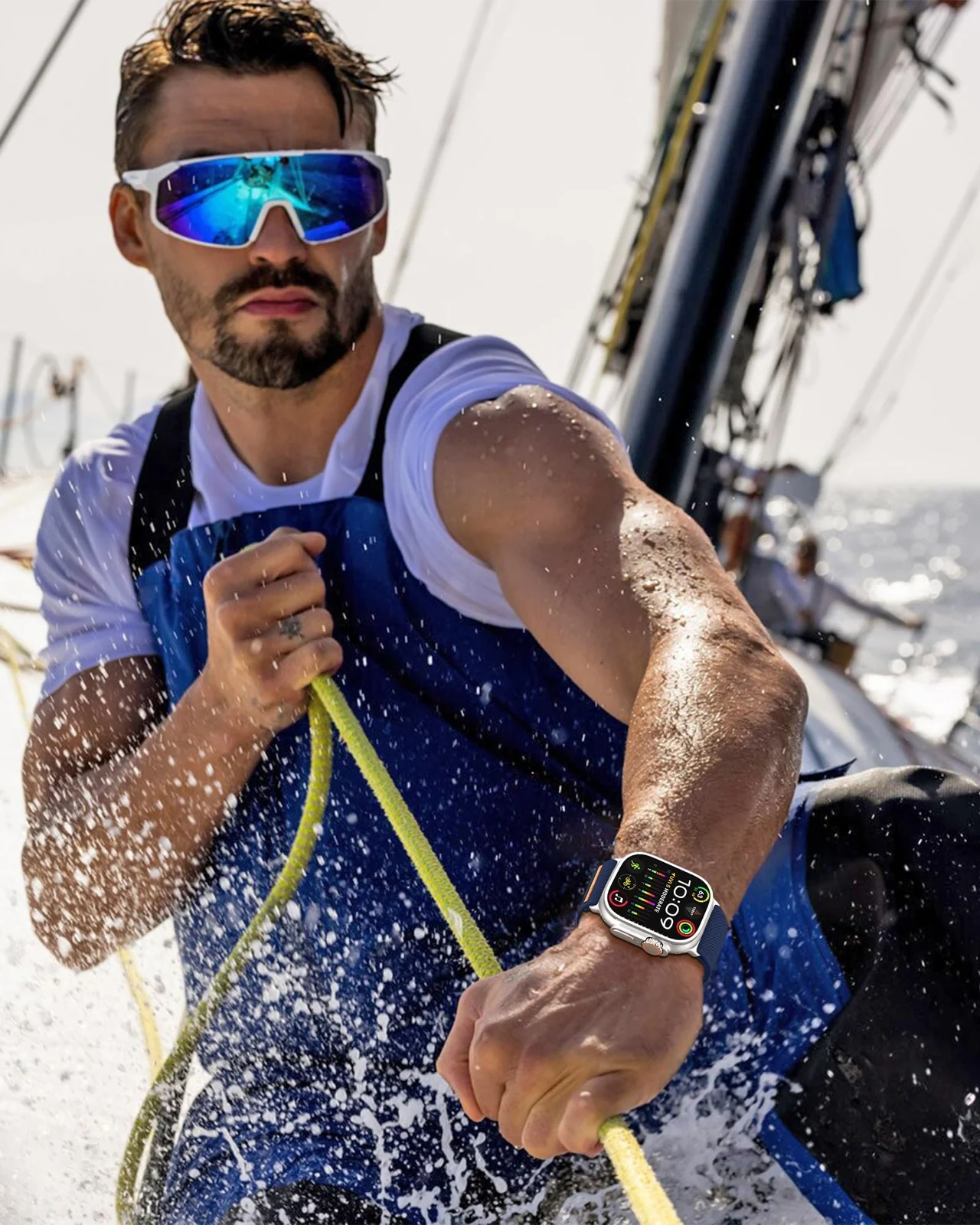 DL3 Mobilak Strap Compatible with Apple Watch Ultra/Ultra 2 Strap 49mm 46mm 45mm 44mm 42mm, Nylon Sport Band for iWatch Ultra SE Series 10 9 8 7 6 5 4 3 2 1, Men - Blue