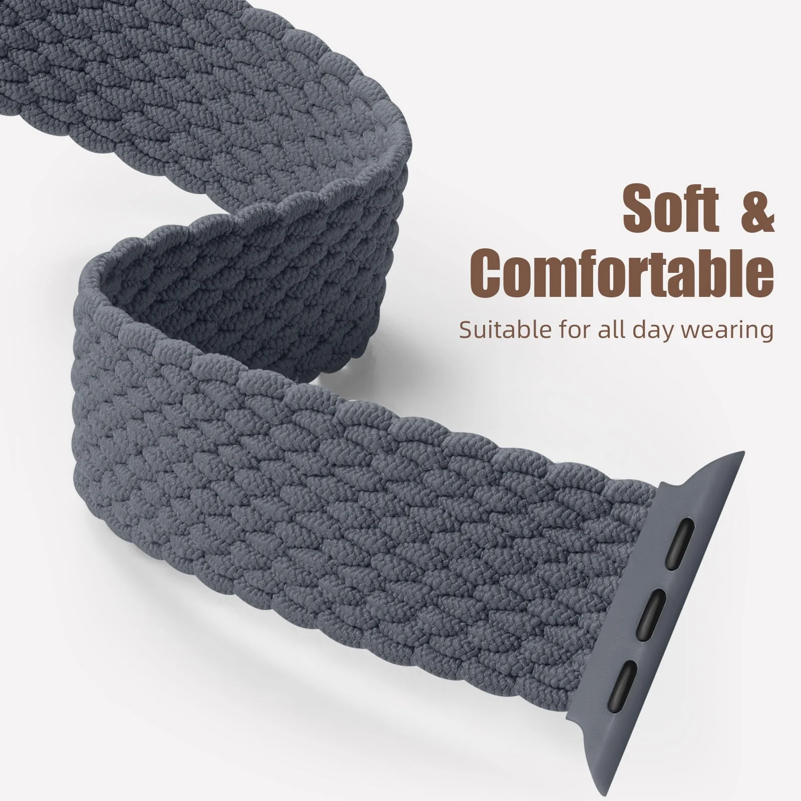 DL3 Mobilak Sport Solo Loop Compatible with Apple Watch Band 42mm 44mm 45mm 46mm 49mm for Women Men, Magnetic Strap Stretchy Braided Wristband for iWatch Series 11 10 9 8 7 6 5 4 3 Ultra 3 2 1 SE SE2 - Grey