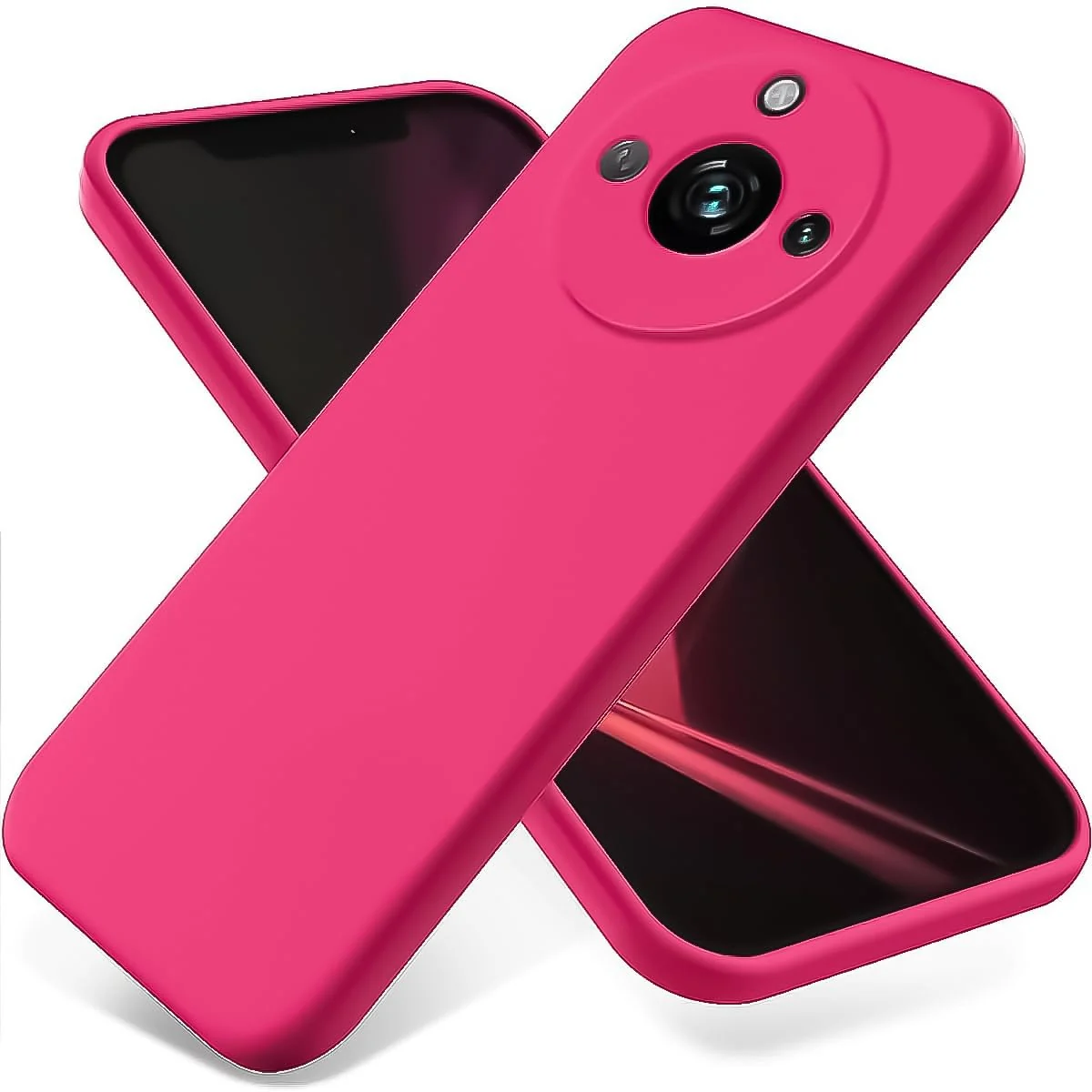 DL3 Mobilak realme 11 Pro & realme 11 Pro+ Plus 5G Case, Soft Flexible Liquid Silicone Gel Rubber Bumper Cover, Full Body Shockproof Protective Phone Case - Hot Pink
