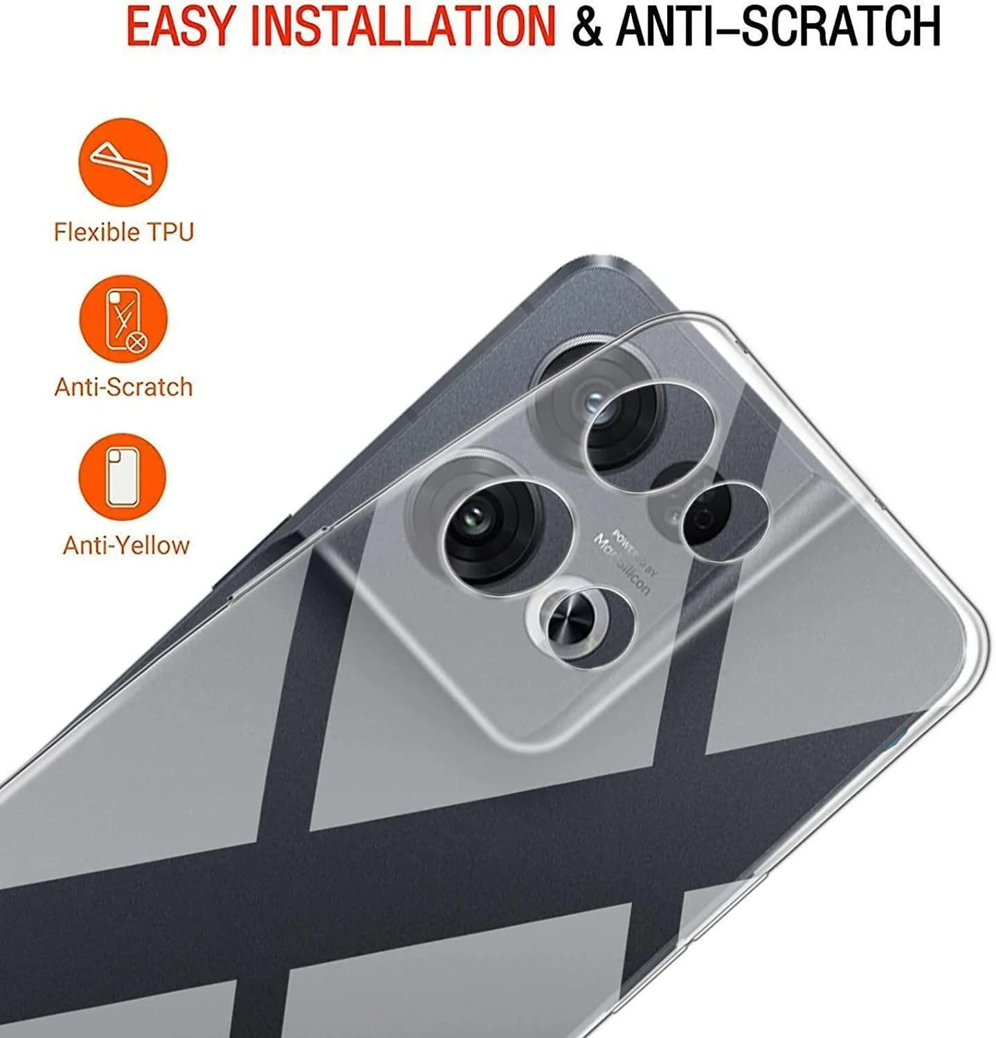 DL3 Mobilak Case Compatible with Reno 8 Pro / 8 Pro Plus Case Crystal Soft TPU Gel Case Flexible Silicone Anti-Scratch Camera Protection TPU Cover - Clear