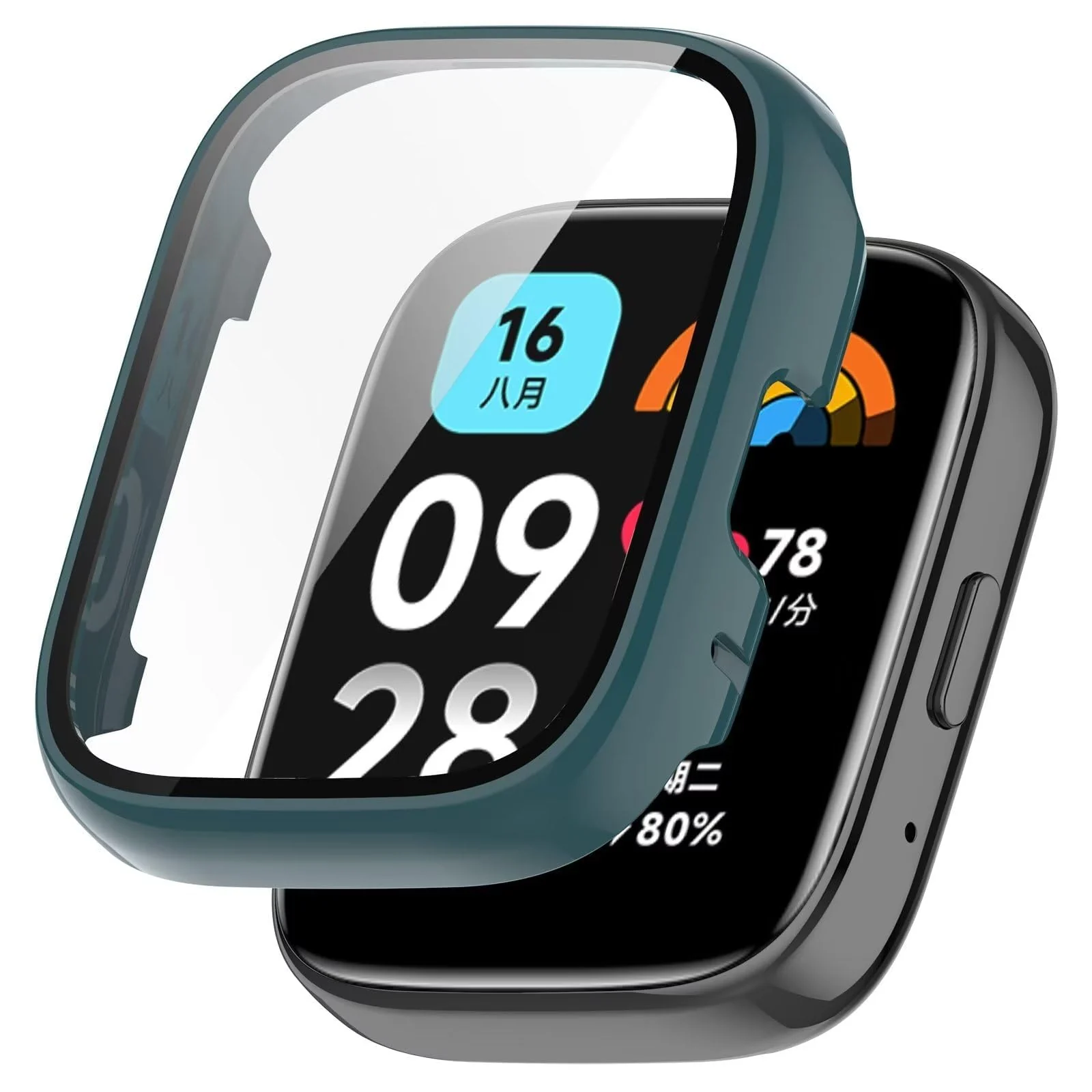 Dl3 Mobilak Case with Screen Protector for Xiaomi Redmi Watch 3 Active/Redmi Watch 3 Lite, Bumper Full Coverage Hard PC Overall Protective Cover, Built-in Tempered Glass High Sensitivity (Black)