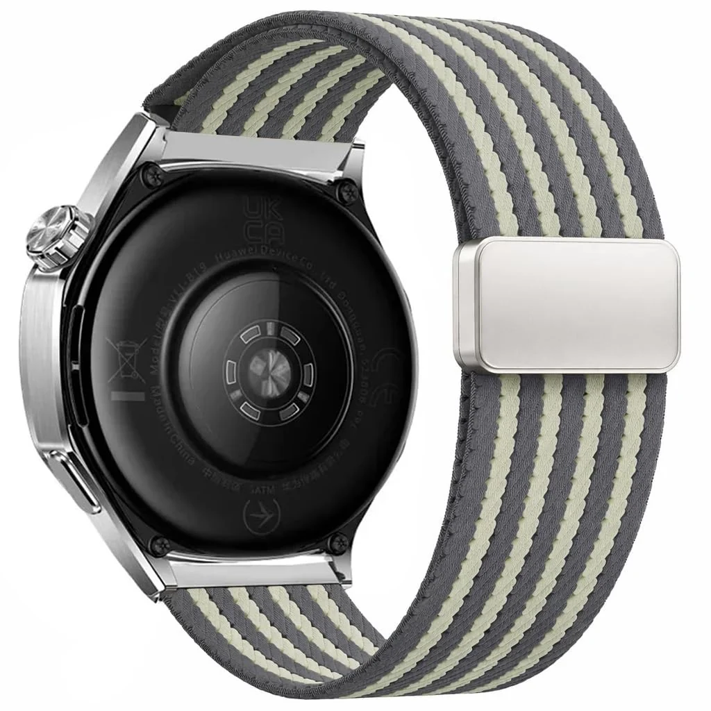 DL3 Mobilak 18mm Nylon Braided band compatible with Huawei Watch GT6 41mm/GT5 Pro 42mm/GT5 41mm/GT4 41mm/Huawei Watch 5 42mm, Elastic Strap for Garmin Venu 2S/Venu 3S/Vivomove 3S/Vivoactive 4S - Gray Striped