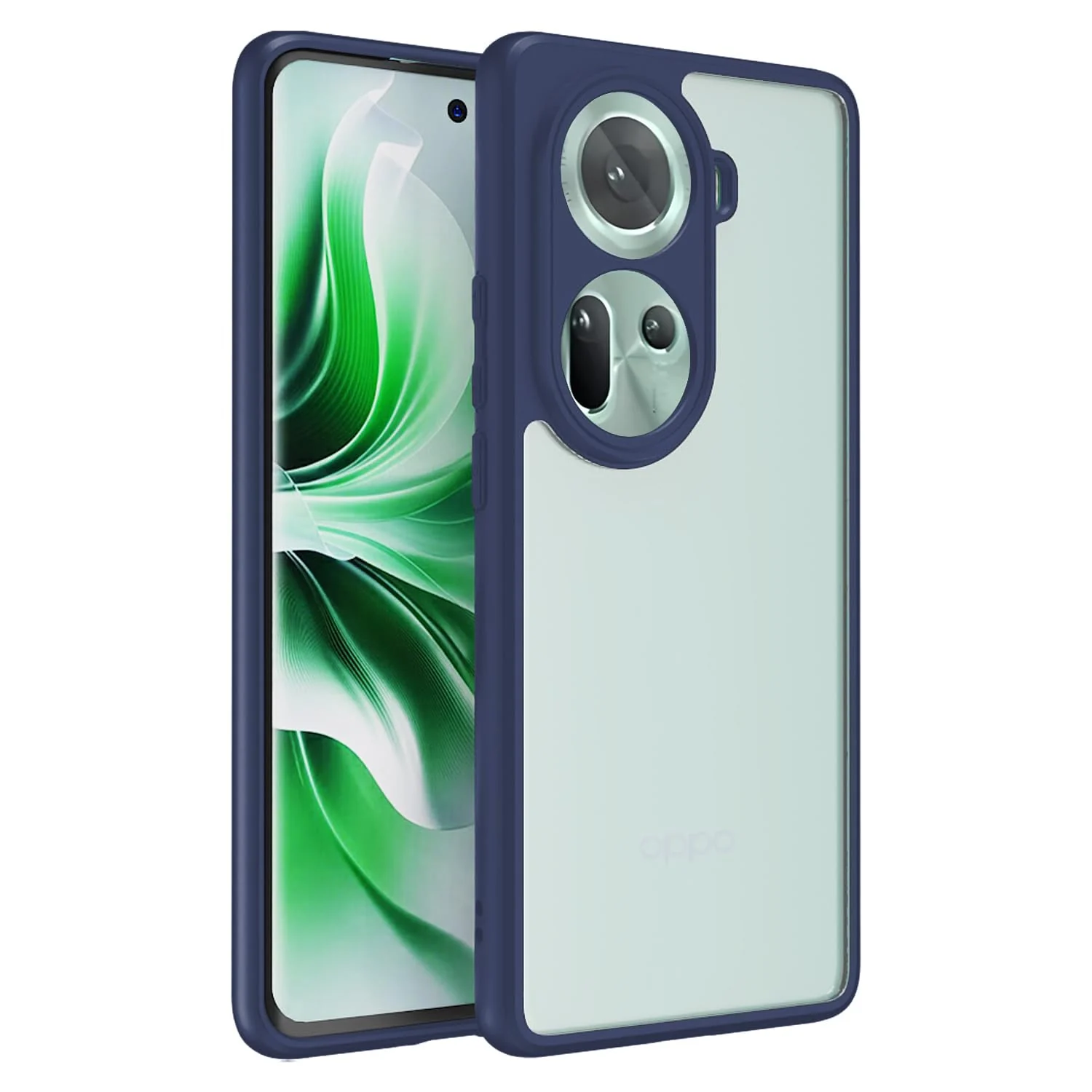 DL3 Mobilak Clear PC and TPU Protective Case for OPPO Reno 11 5G with Camera Protection and Military-Grade Protection - Blue