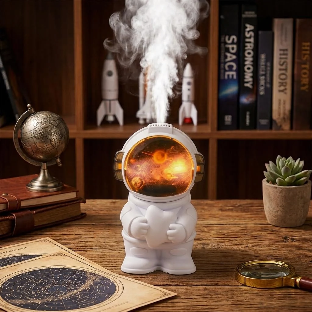 Mobigon Creative Astronaut Humidifier USB 220mL Quiet Mist Maker for Home Desktop Use Smooth Hydration Air White for Office, Travel Use, Fun & Functional Air Freshener, Car - Style-1