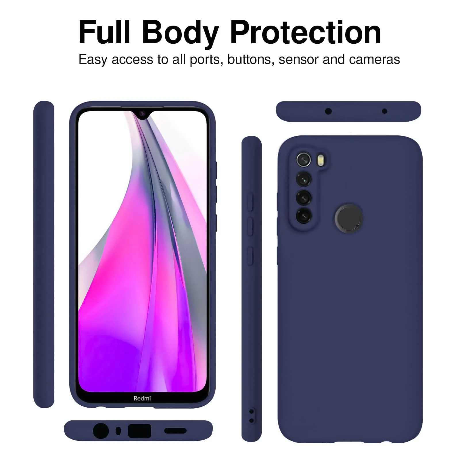 DL3 Mobilak Silicone Protective Case for Xiaomi Redmi Note 8, Shock-absorbing protection, Scratch-resistant surface, Soft microfiber lining - Blue 2