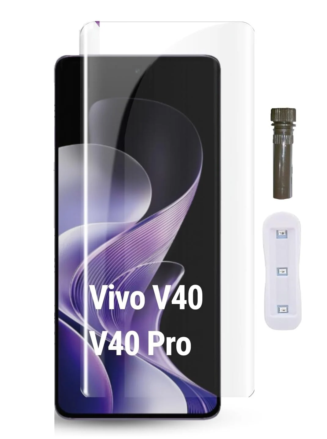 DL3 MOBILAK Full Glass Screen Protector For Vivo V40 |V40 Pro 5G UV Tempered Glass Full Glue Cover Screen Protector For Fingerprint Unlock Screen Glass Film
