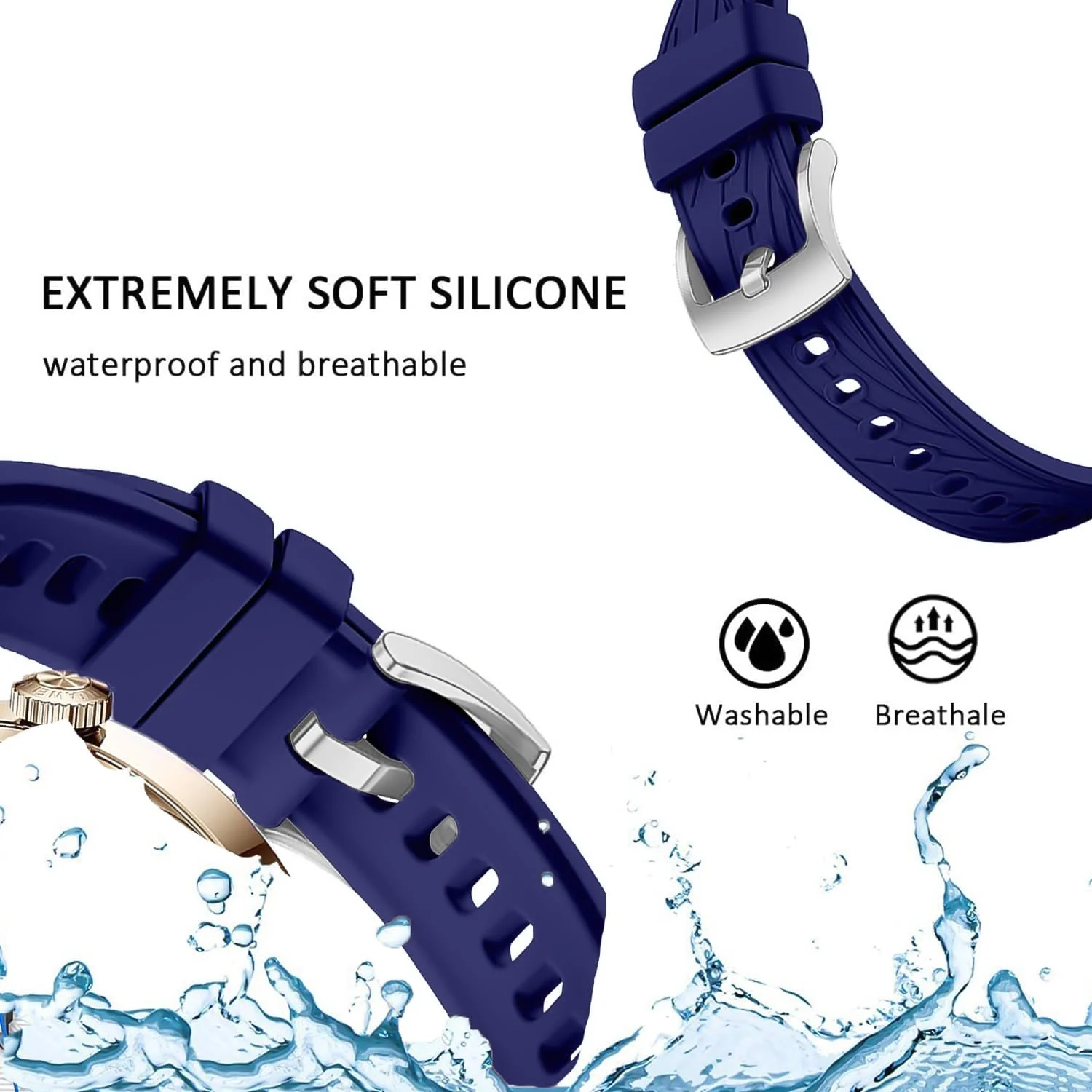 DL3 Mobilak 20mm Silicone Strap for Samsung Galaxy Watch 7/6/5/4 40mm 44mm/Watch 5 Pro 45mm/S2 classic/active 2 40mm 44mm, 20 mm Sport Replacement Band for Amazfi GTS 4/3/3 Pro/2/2e/GTS 2 Mini/4 Mini/Bip 3/3 Pro - Blue