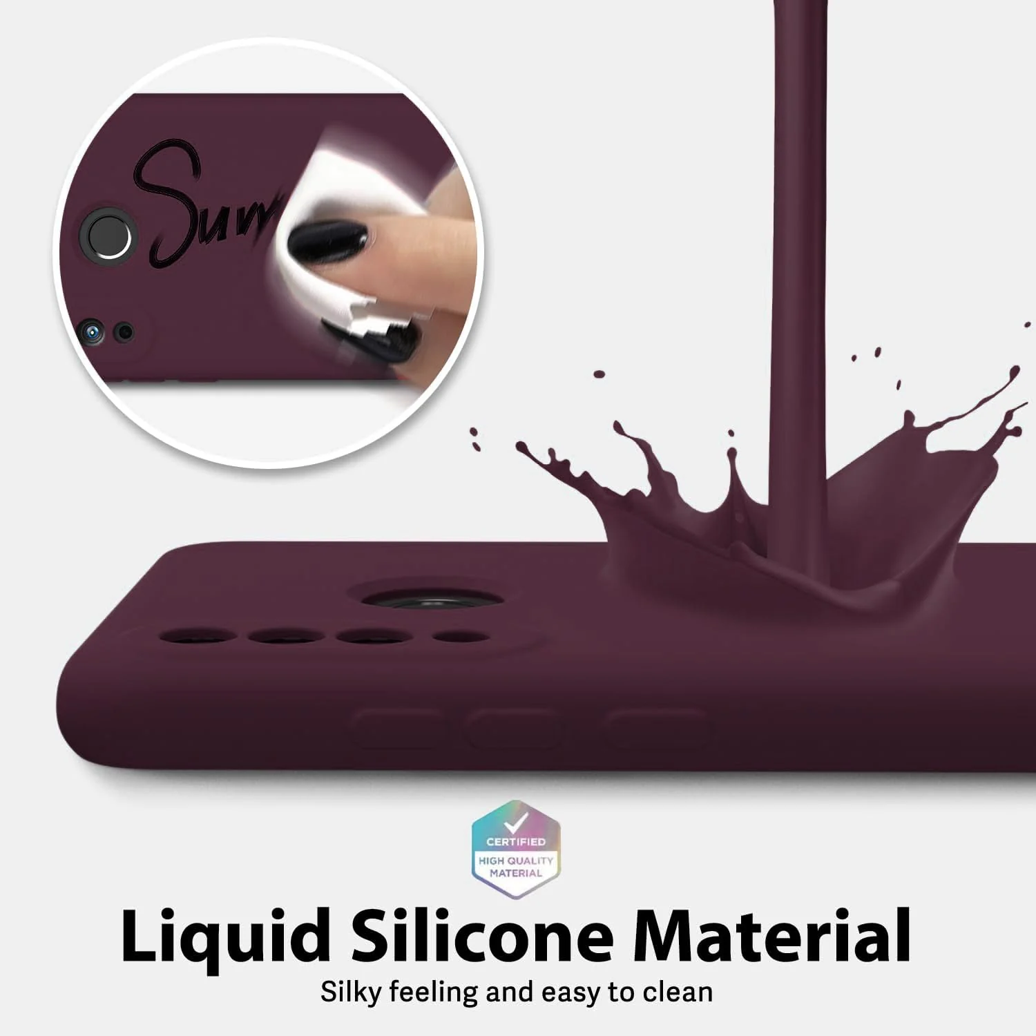 DL3 Mobilak Soft Silicone Protective Case for Huawei P30 Lite / Nova 4E with Microfiber Lining and Shockproof Design - Wine Red