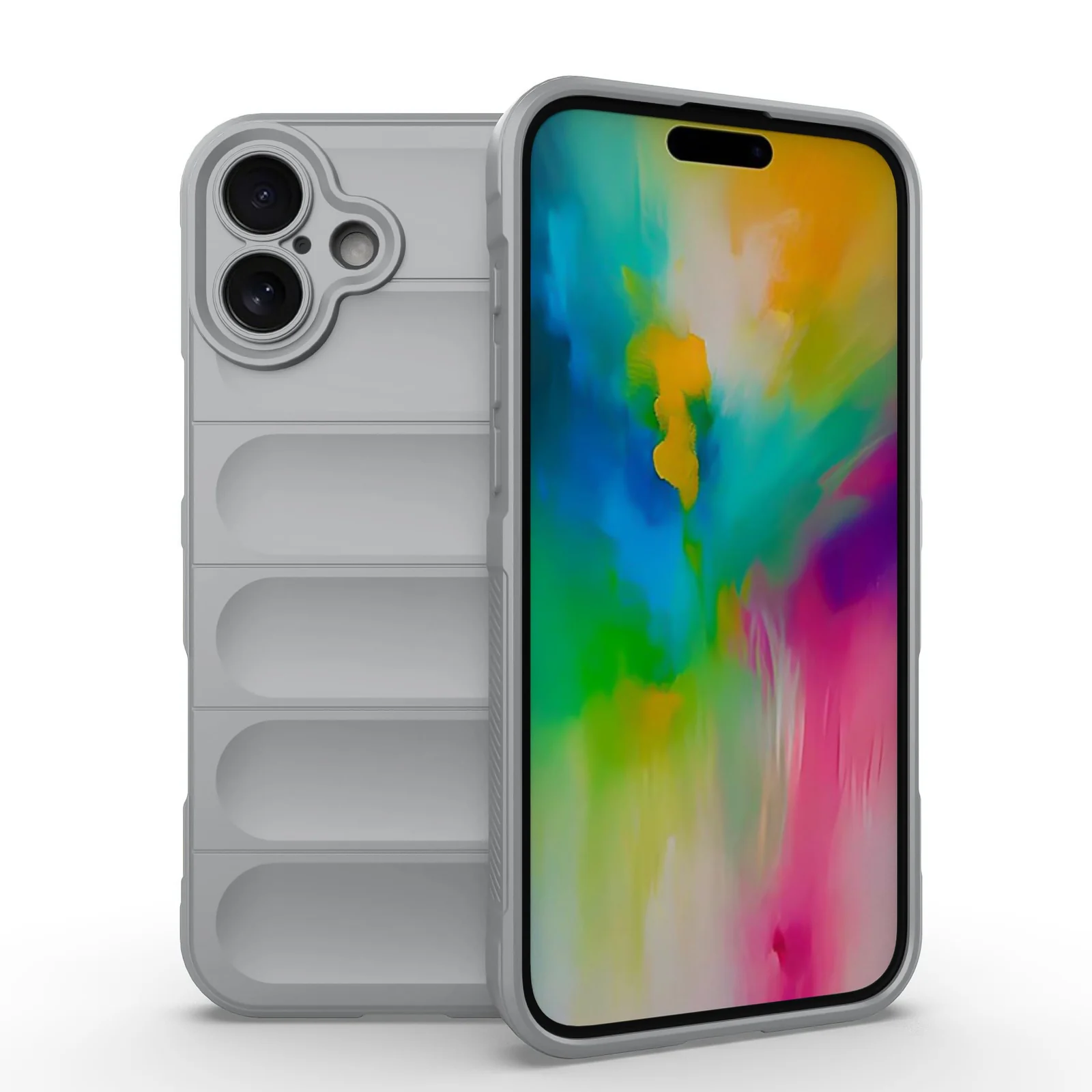 DL3 Mobilak Silicone Case for iPhone 16 6.1-Inch Heavy Duty Protective [Slim Fit] Shockproof Soft Flexible Protective Design Shock-Absorption TPU Cover With Camera Protection - Gray