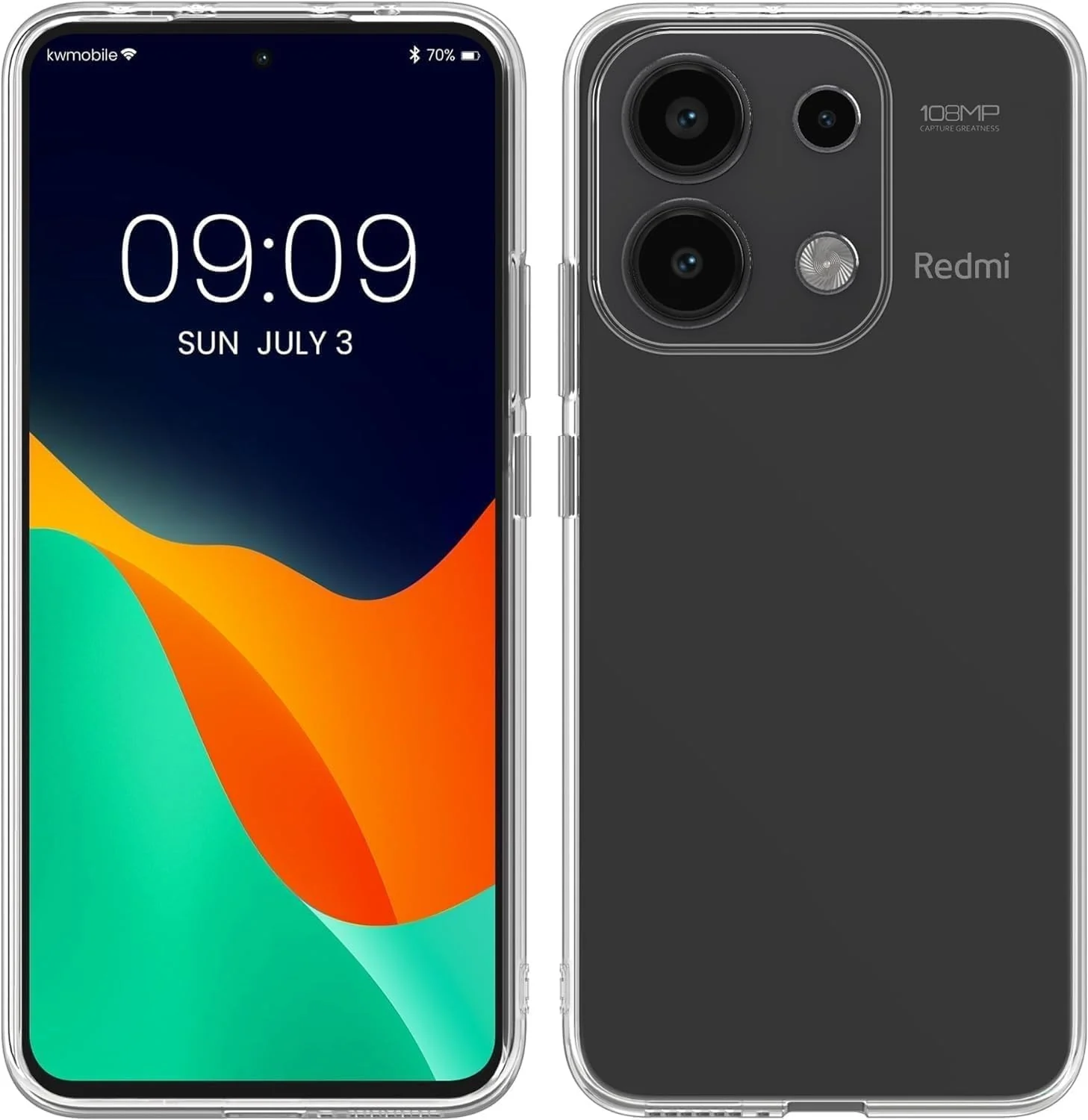 DL3 Mobilak Case Compatible with Xiaomi Redmi Note 13 4G (Not Fit 5G) Case Crystal Soft TPU Gel Case Flexible Silicone Anti-Scratch TPU Cover - Clear