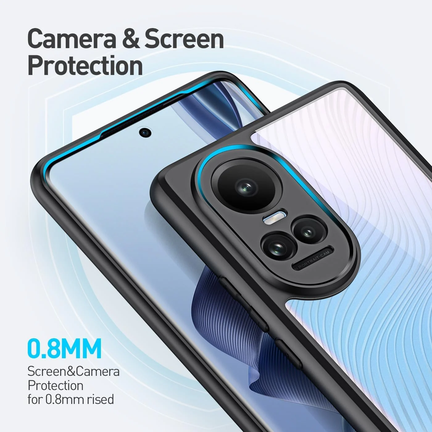 DL3 Mobilak Compatible with OPPO Reno 10 5G / Reno 10 Pro 5G Case Waterproof, Full-Body Heavy Duty Shockproof Phone Case, Translucent Matte Cover, Built-in Camera Lens Protective - Black