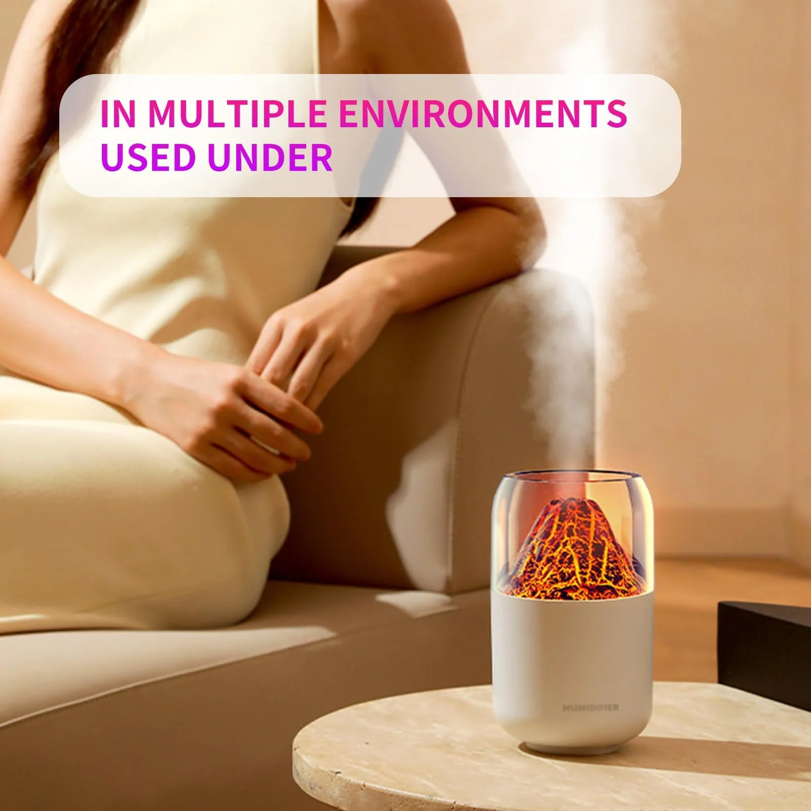 MOBIGON Volcano Mist 300 ml Aroma Diffuser and Humidifier, White