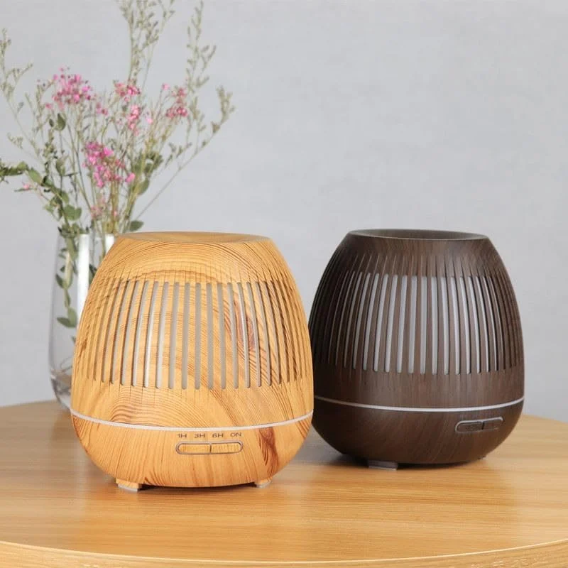 Mobigon Essential Oil Diffuser, Aromatherapy Diffuser 500ml with Remote Control, 4 Timer & Auto-Off Safety Switch, 7 Color LED Lights Mode, 10 Hours Quiet Humidifier for Bedroom - D.Dark Woody