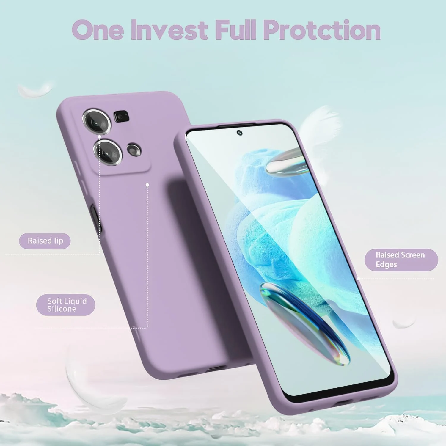 DL3 Mobilak Liquid Silicone Protective Case with Soft Microfiber Lining with Full Camera Protection for OPPO Reno 8 4G / Reno 7 4G / F21 Pro 4G / F21S Pro 4G - Lavender