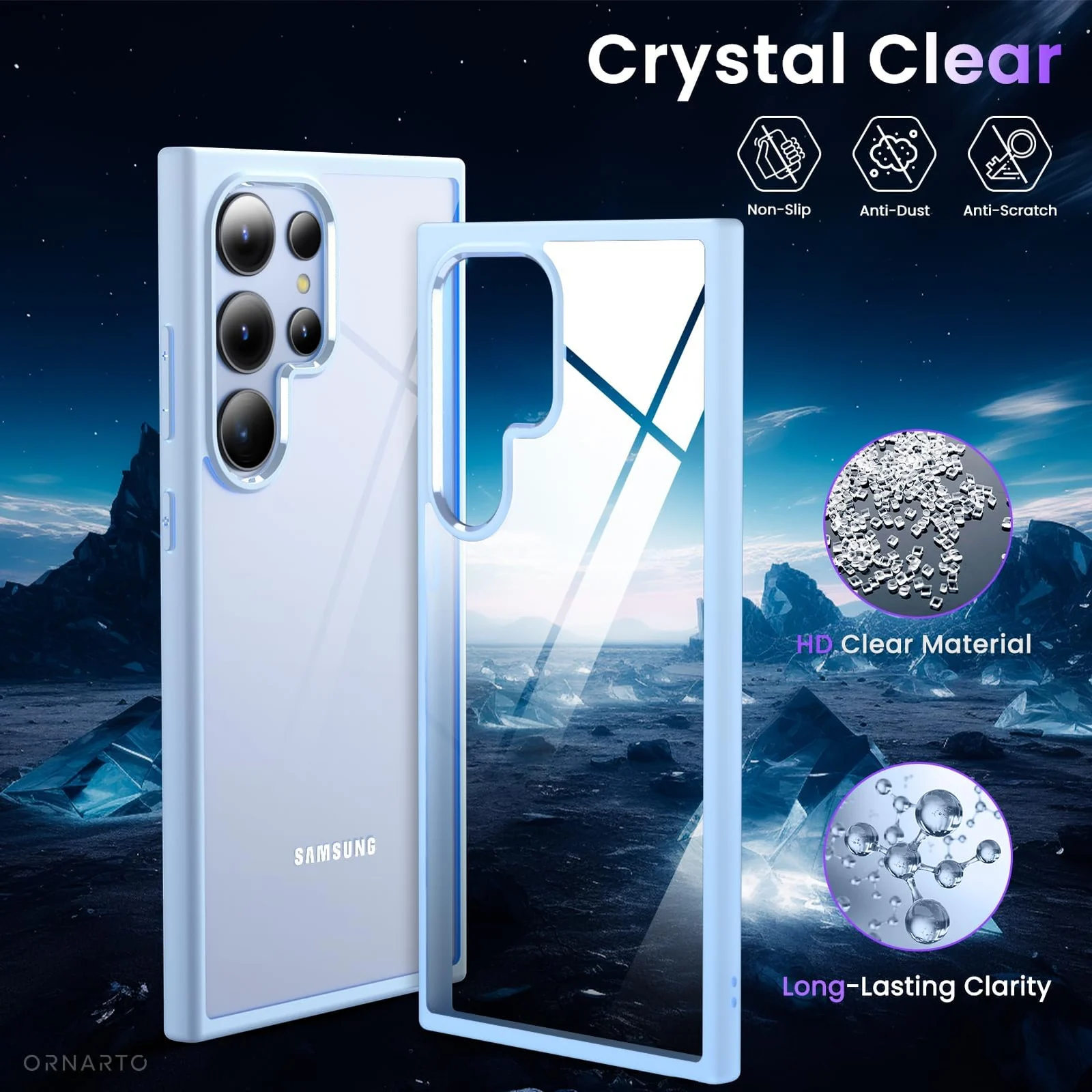DL3 Mobilak PC and TPU Protective Case for Samsung Galaxy S24 Ultra with Camera Protection and Military-Grade Protection - Sky Blue