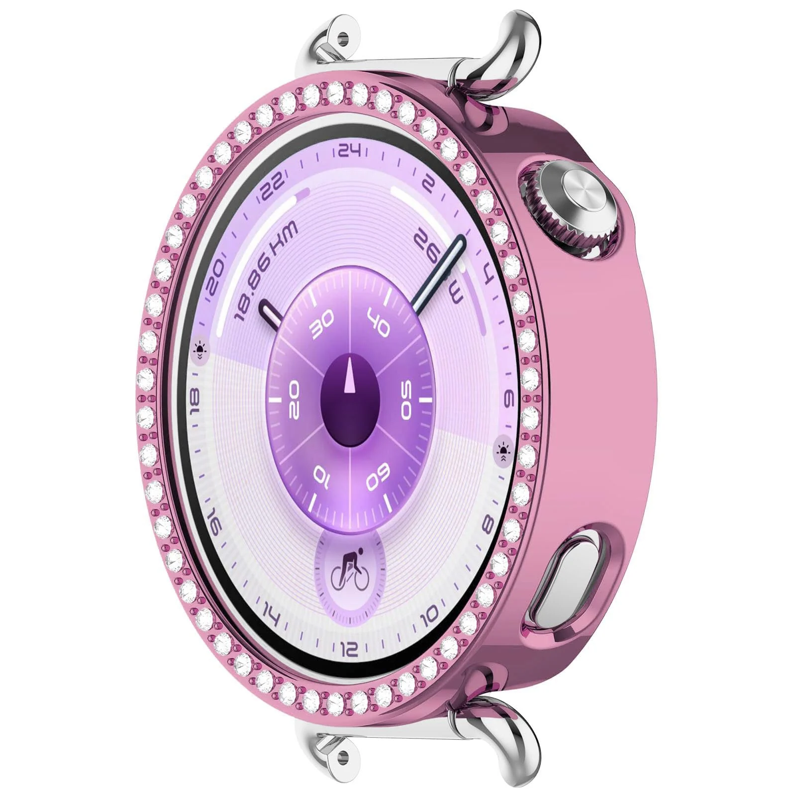 DL3 Mobilak Bling Case for Huawei Watch GT6 41MM, Slim Hard PC Frame Cover with Crystal Diamond Bumper Design (Without Screen Protector), Protective Case for Women and Girls for GT 6 41 mm - Pink