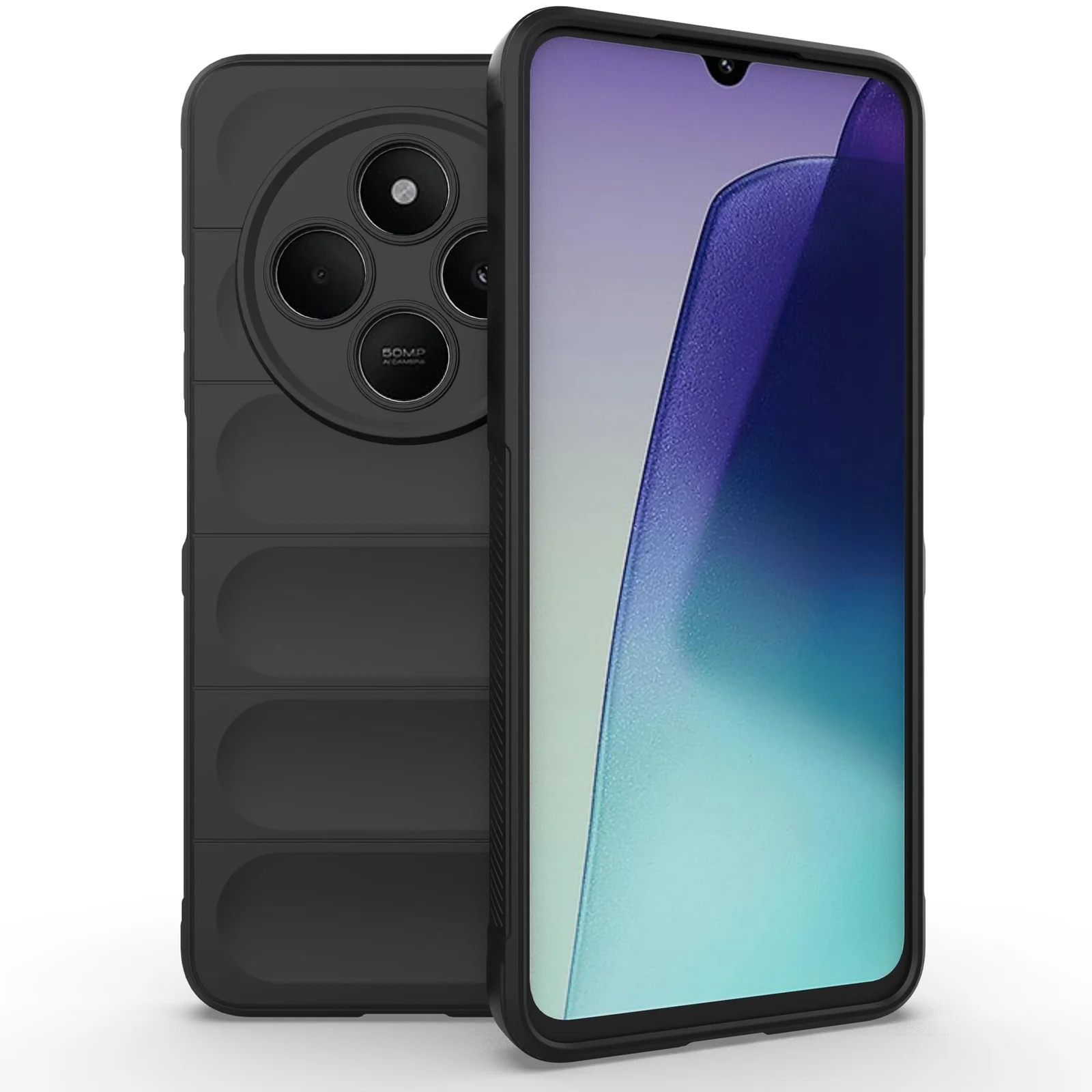 DL3 Mobilak Silicone Case for Xiaomi Redmi 14C 4G/Poco C75 Heavy Duty Protective [Slim Fit] Shockproof Soft Flexible Protective Design Shock-Absorption TPU Cover With Camera Protection - Black