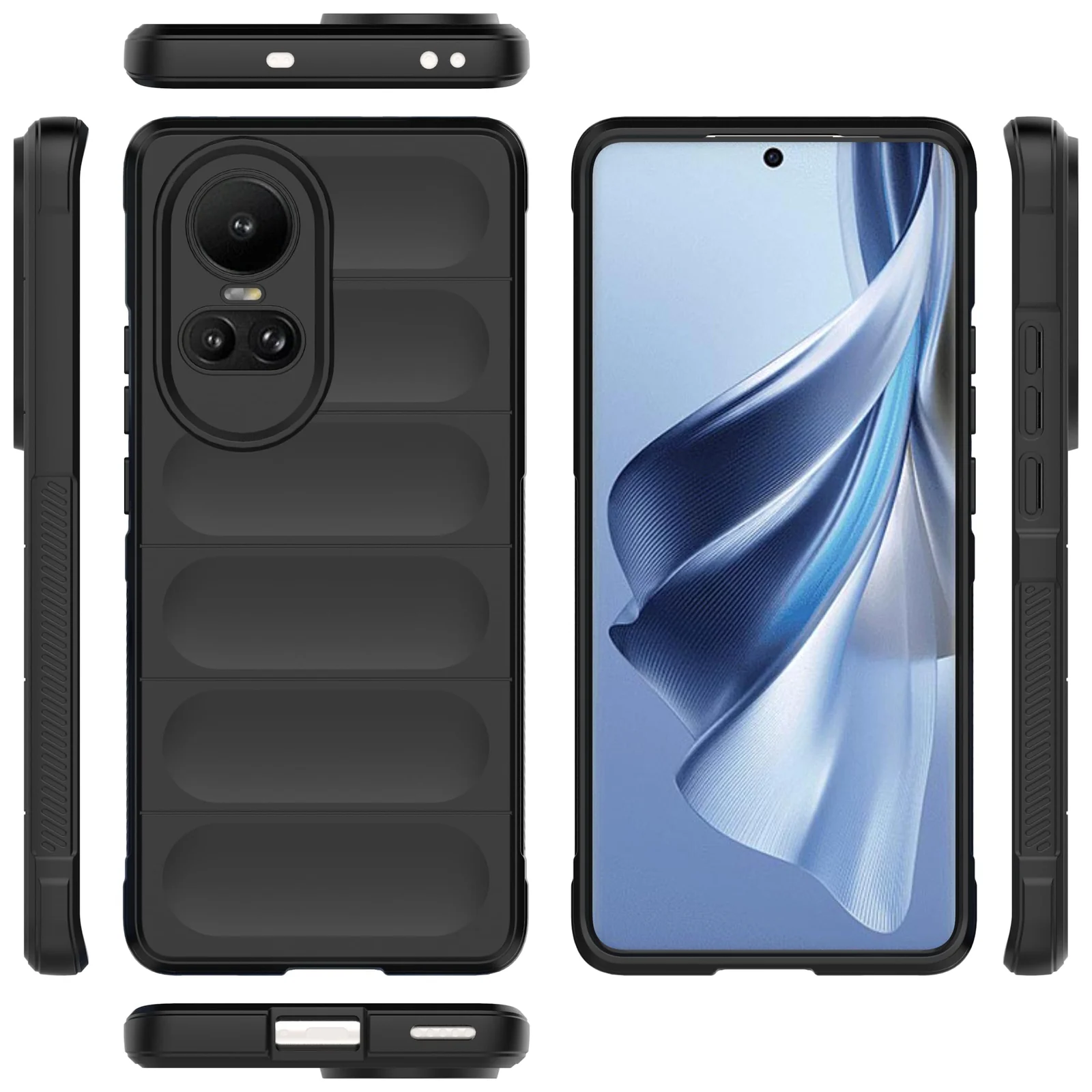 DL3 Mobilak Soft Silicone Protective Case for OPPO Reno 10 5G / OPPO Reno 10 Pro 5G with Camera Protection and Shockproof Design - Black