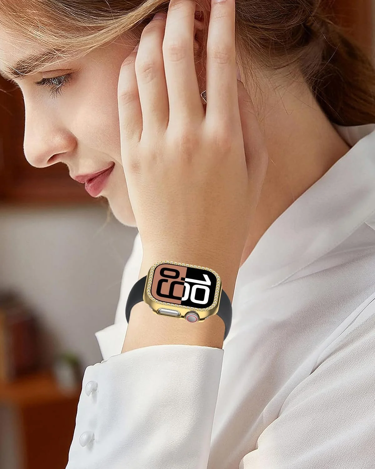 DL3 MOBILAK Bling Hard PC Watch Bumper Case for Apple Watch Series 4 and 5 and 6 and SE 40MM - Gold