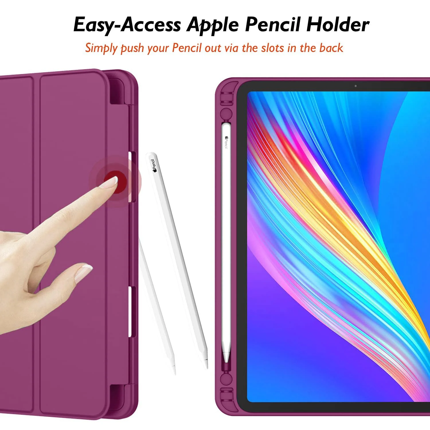 DL3 Mobilak Xiaomi Redmi Pad SE 8.7'' inch 2024 Tablet Case with Pen Holder, Soft TPU Back Trifold Stand Protective Smart Cover Flip, Auto Wake&Sleep - Rose Red