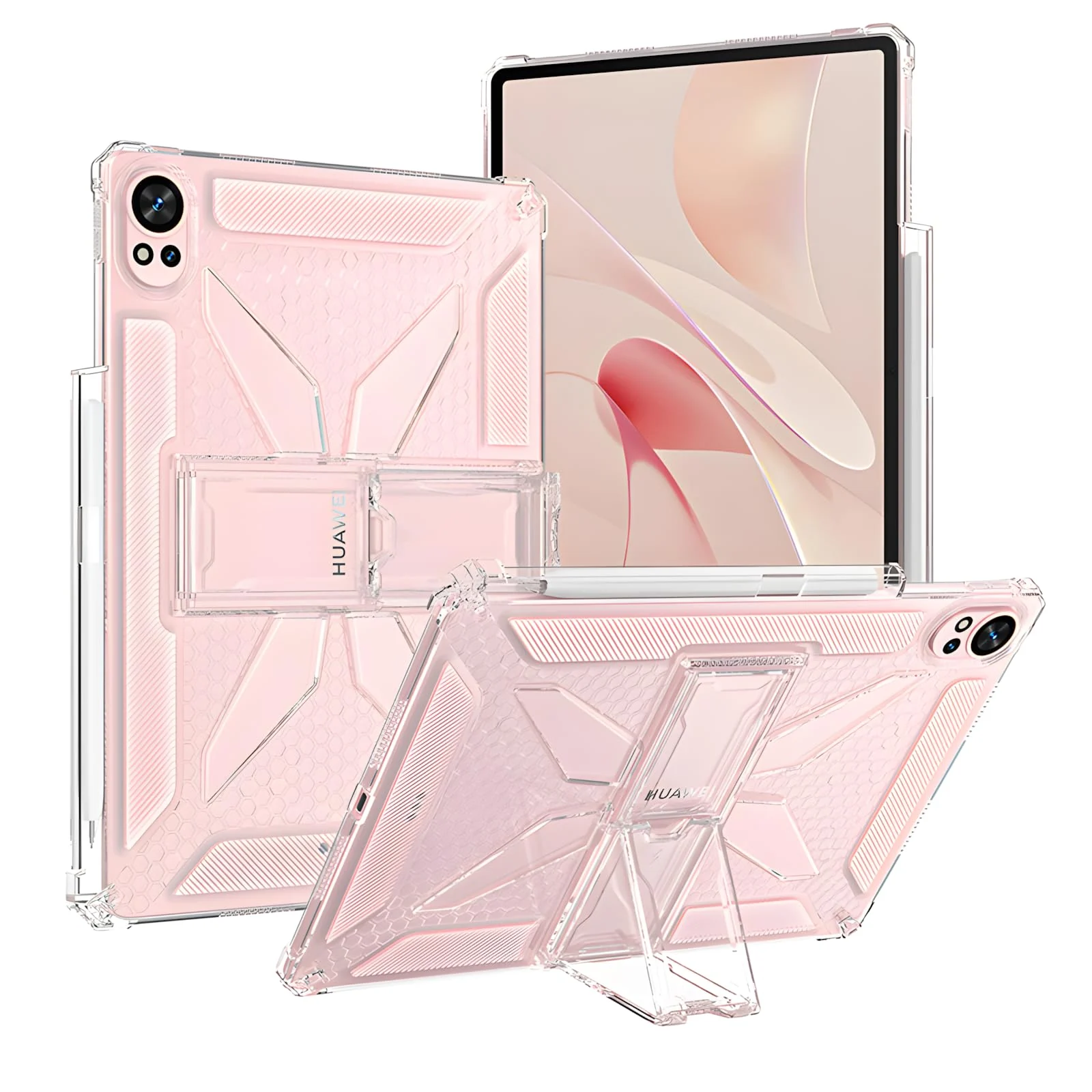 DL3 Mobilak Transparent Stand Case for Huawei MatePad Air 12 inch 2024/Matepad 12X 2024 Shockproof, Thin Slim Lightweight Anti-Yellowing Bumper, Kickstand Cover, with Pencil Holder - Clear