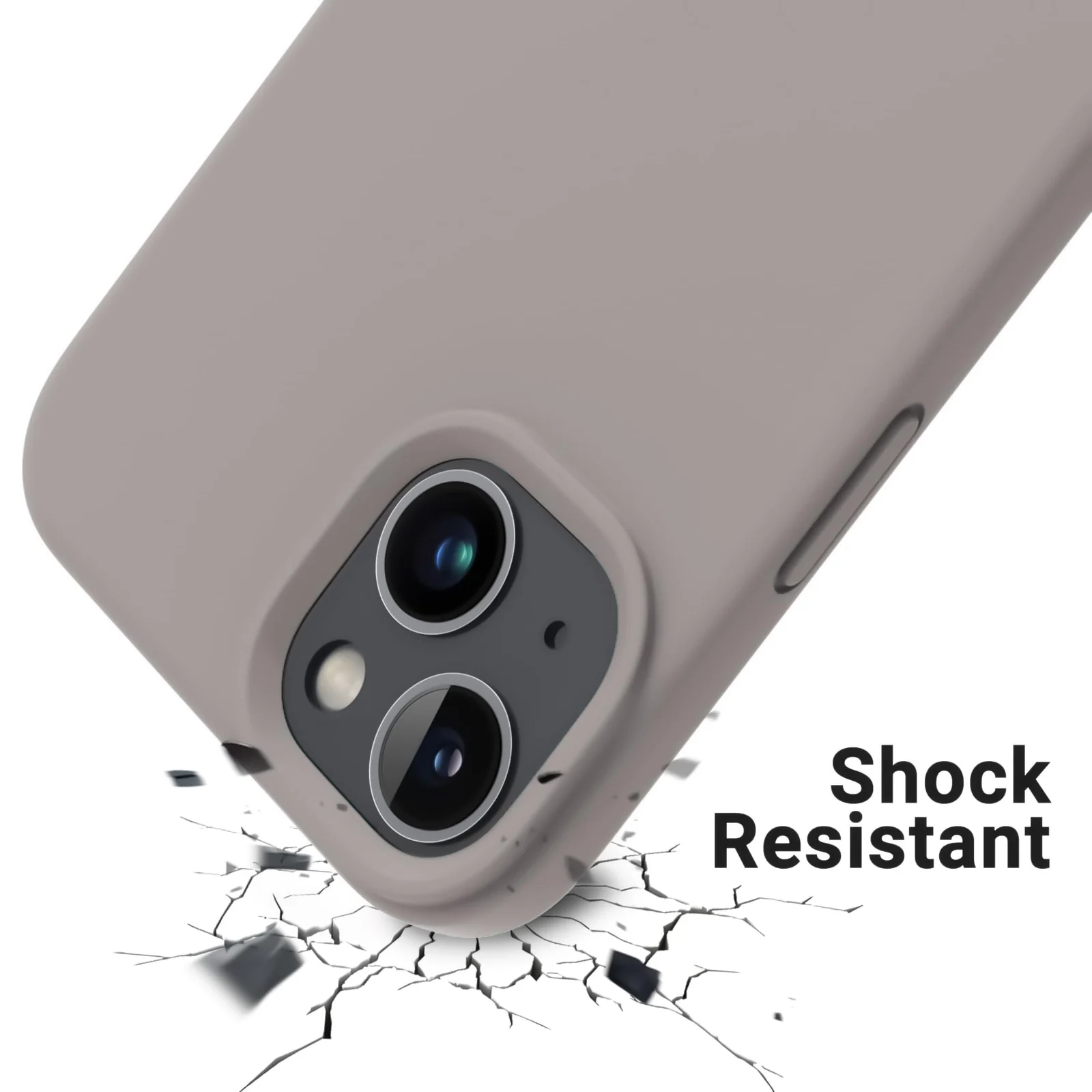 DL3 Mobilak Liquid Silicone Protective Case for iPhone 15 with Camera Protection and Microfiber Lining - A Stone