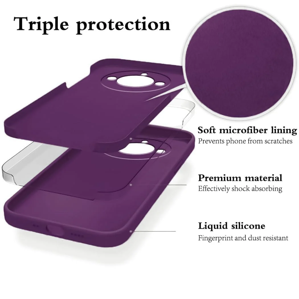 DL3 Mobilak Liquid Silicone Protective Case with Soft Microfiber Lining with Full Camera Protection for realme 11 Pro & realme 11 Pro+ Plus 5G - Violet