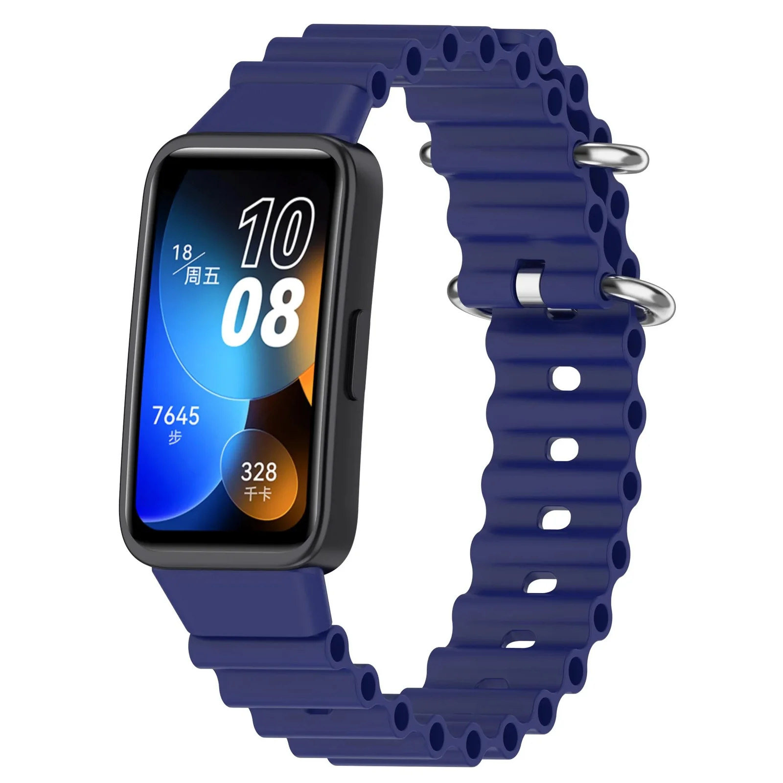 DL3 Mobilak Ocean Band for Huawei Band 8/Huawei Band 9/Huawei Band 10, Adjustable Silicone Stretchy Sport Strap Women Men Replacement Wristband for Huawei Band10/Band9/Band8 - Blue