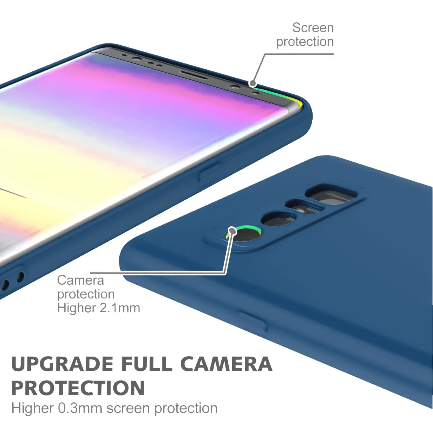 DL3 Mobilak Liquid Silicone Case for Samsung Galaxy Note 8, Shock-absorbing protection, Scratch-resistant surface, Soft microfiber lining - Blue