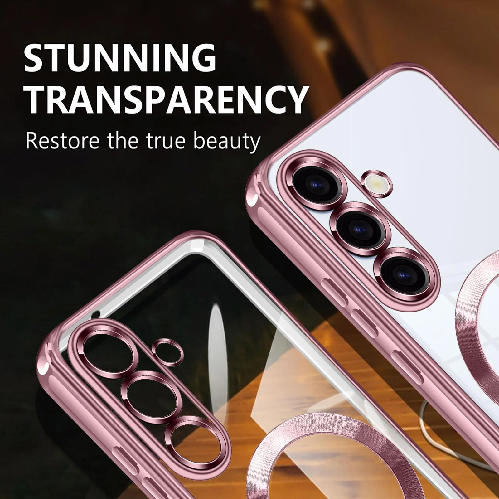 DL3 Mobilak Clear MagSafe-Compatible TPU Case and Camera Lens Protector for Samsung Galaxy A05S - Pink