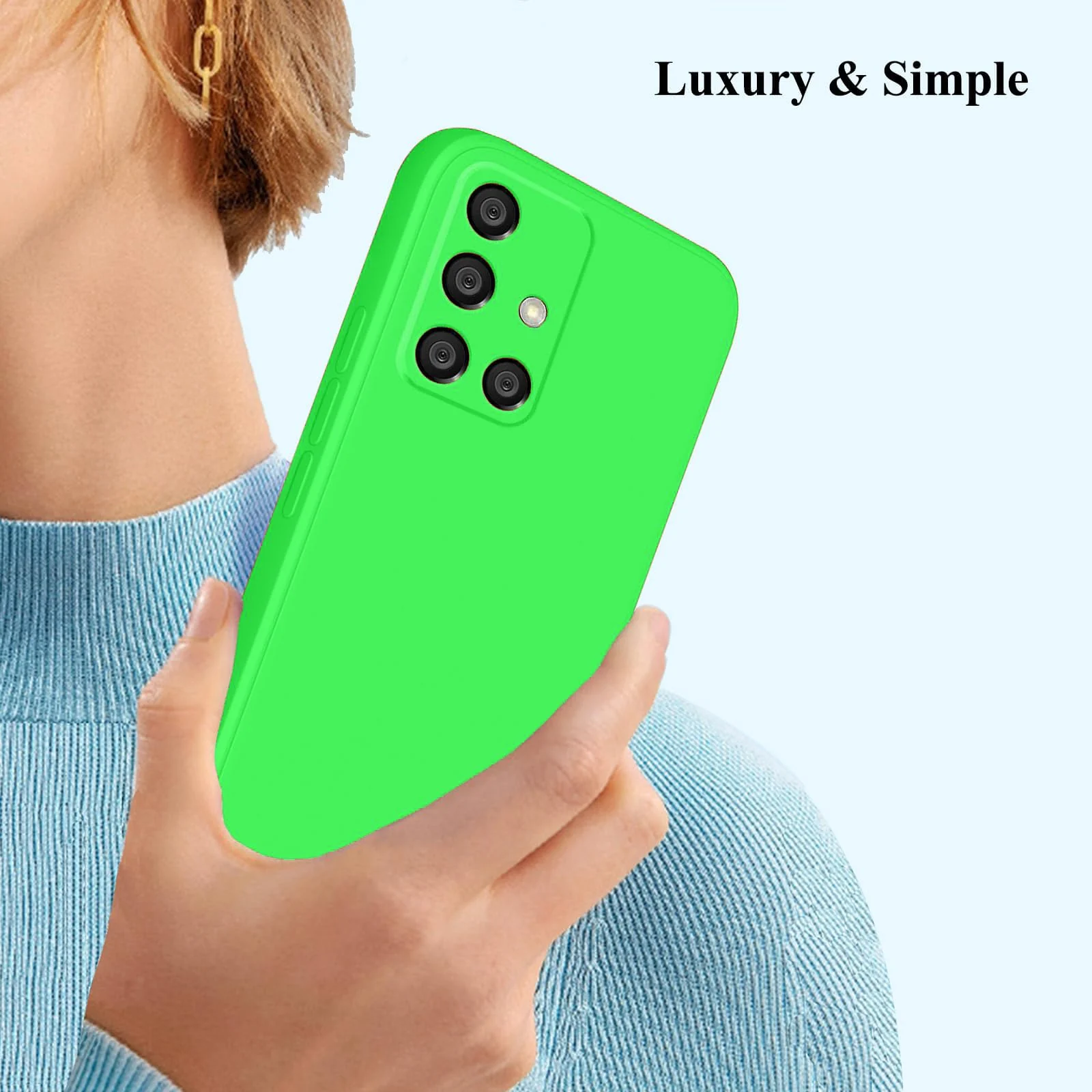 DL3 Mobilak Samsung Galaxy A51 Case, Soft Flexible Silicone Gel Rubber Bumper Cover, Full Body Shockproof Protective Phone Case - Neon Green