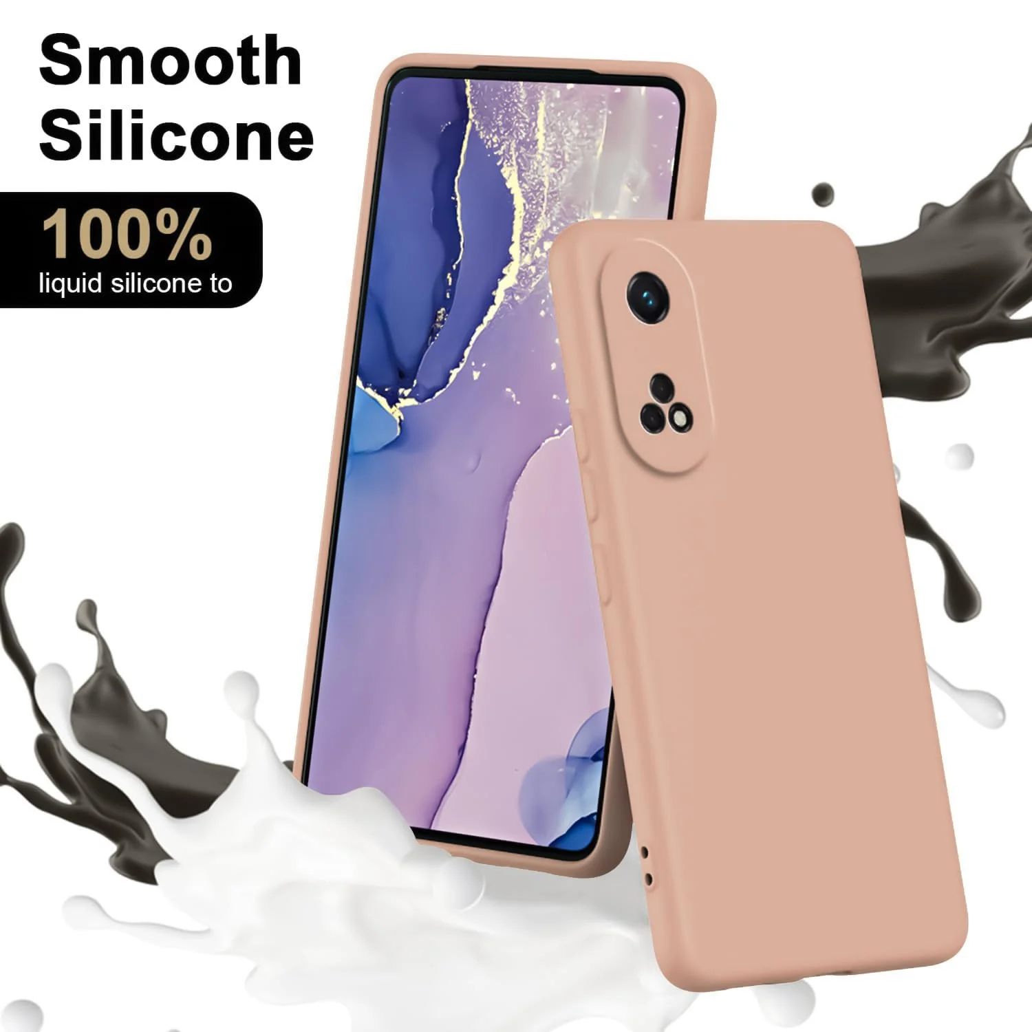 DL3 Mobilak Silicone Protective Case for OPPO Reno 8T 4G (Not 5G), Shock-absorbing protection, Scratch-resistant surface, Soft microfiber lining - Light Orange