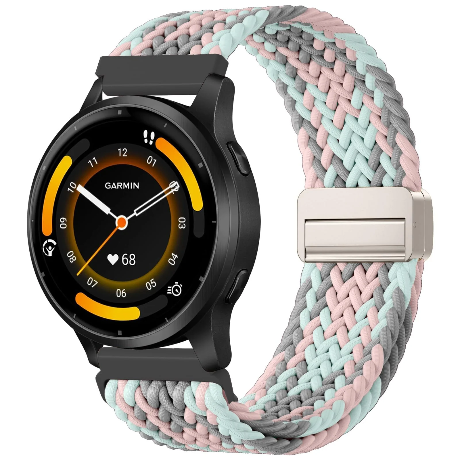 DL3 Mobilak 22mm Magnetic Band for Redmi Watch 5 Active/5 Lite/Samsung Galaxy Watch 3 45mm/Watch 46mm/Gear S3/Huawei watch GT6 GT5 46MM/GT2E/GT6 Pro/GT 5 Pro/Amazfit GTR 4/3, Stretchy Braided Nylon Sport Strap - Ash Pink Blue