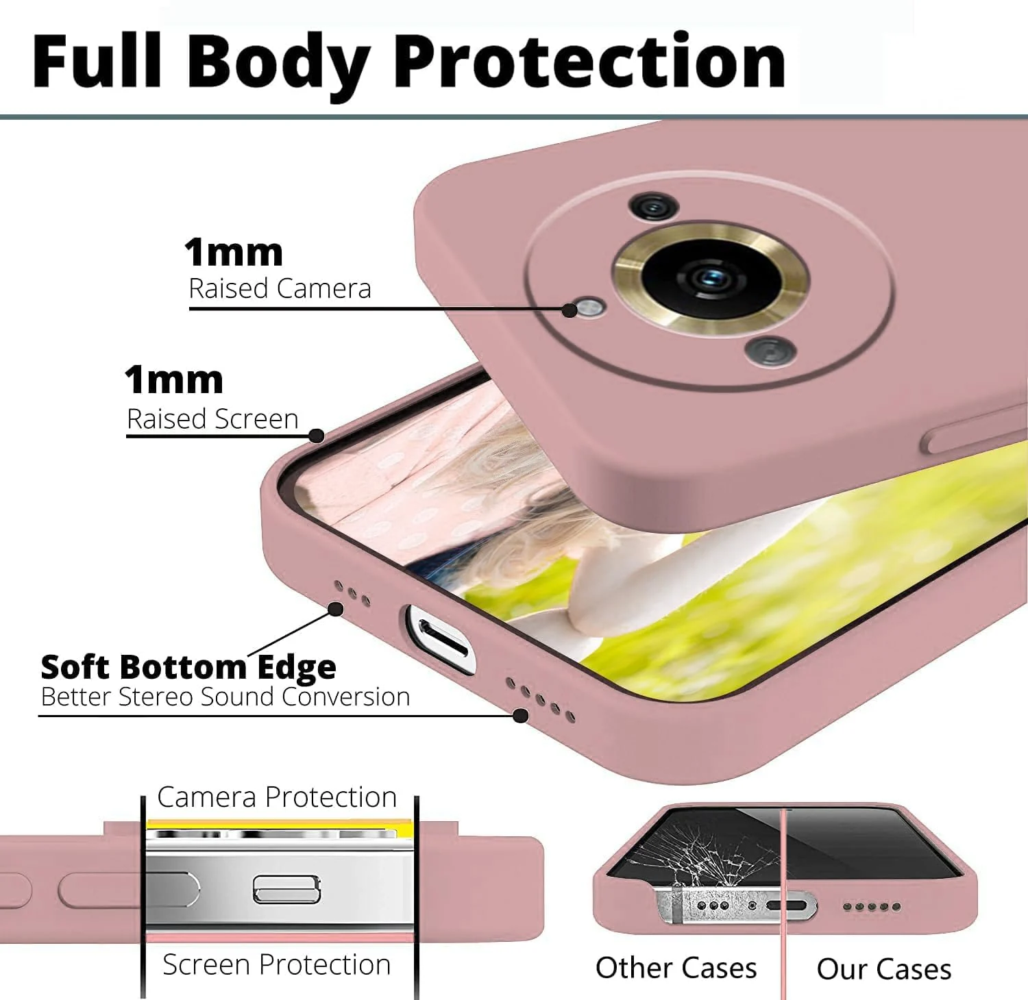 DL3 Mobilak Liquid Silicone Protective Case for realme 11 Pro / realme 11 Pro+ Plus 5G with Microfiber Lining and Shockproof Design - Pink Sand