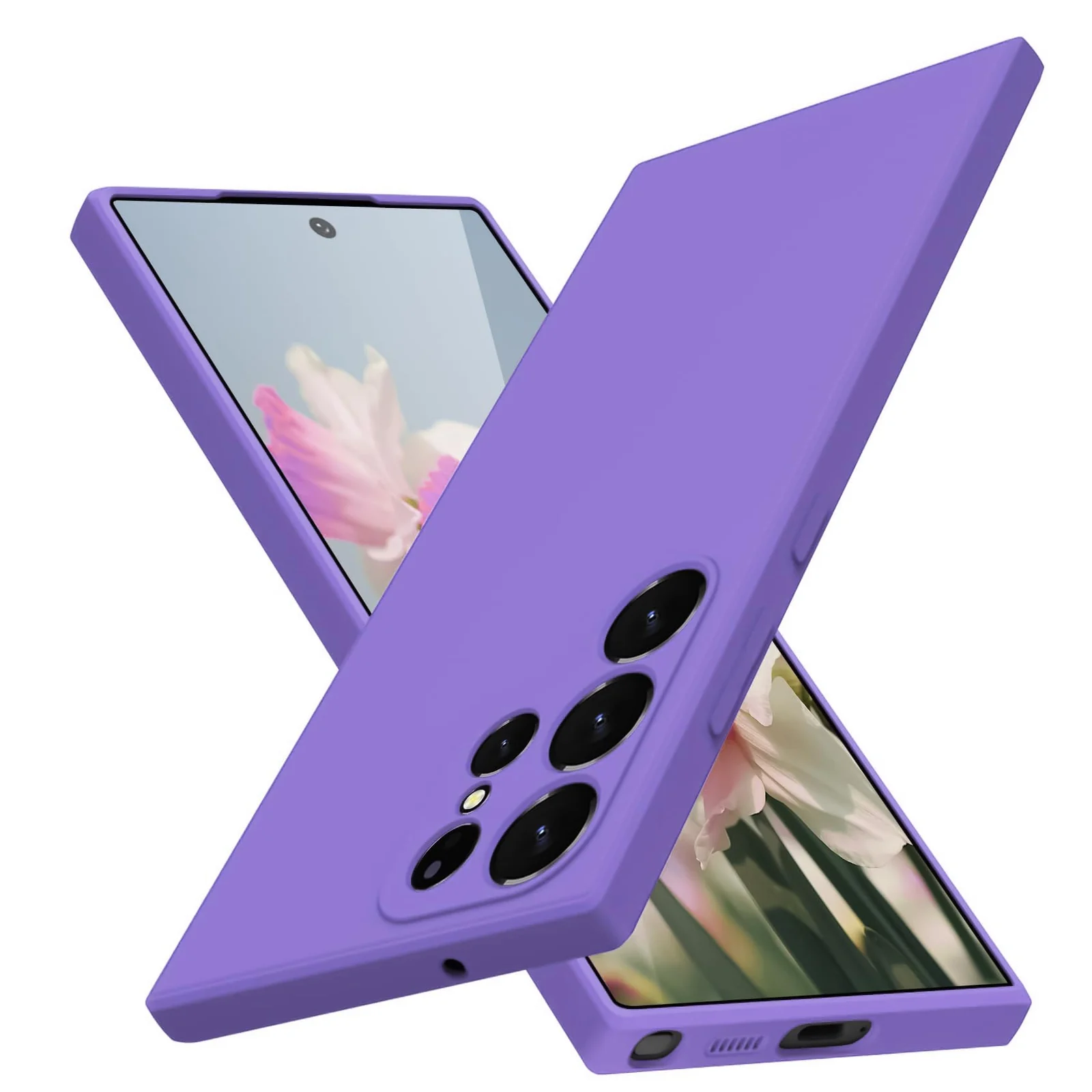 DL3 Mobilak Silicone Protective Case for Samsung Galaxy S22 Ultra 5G, Shock-absorbing protection, Scratch-resistant surface, Soft microfiber lining - Light Purple